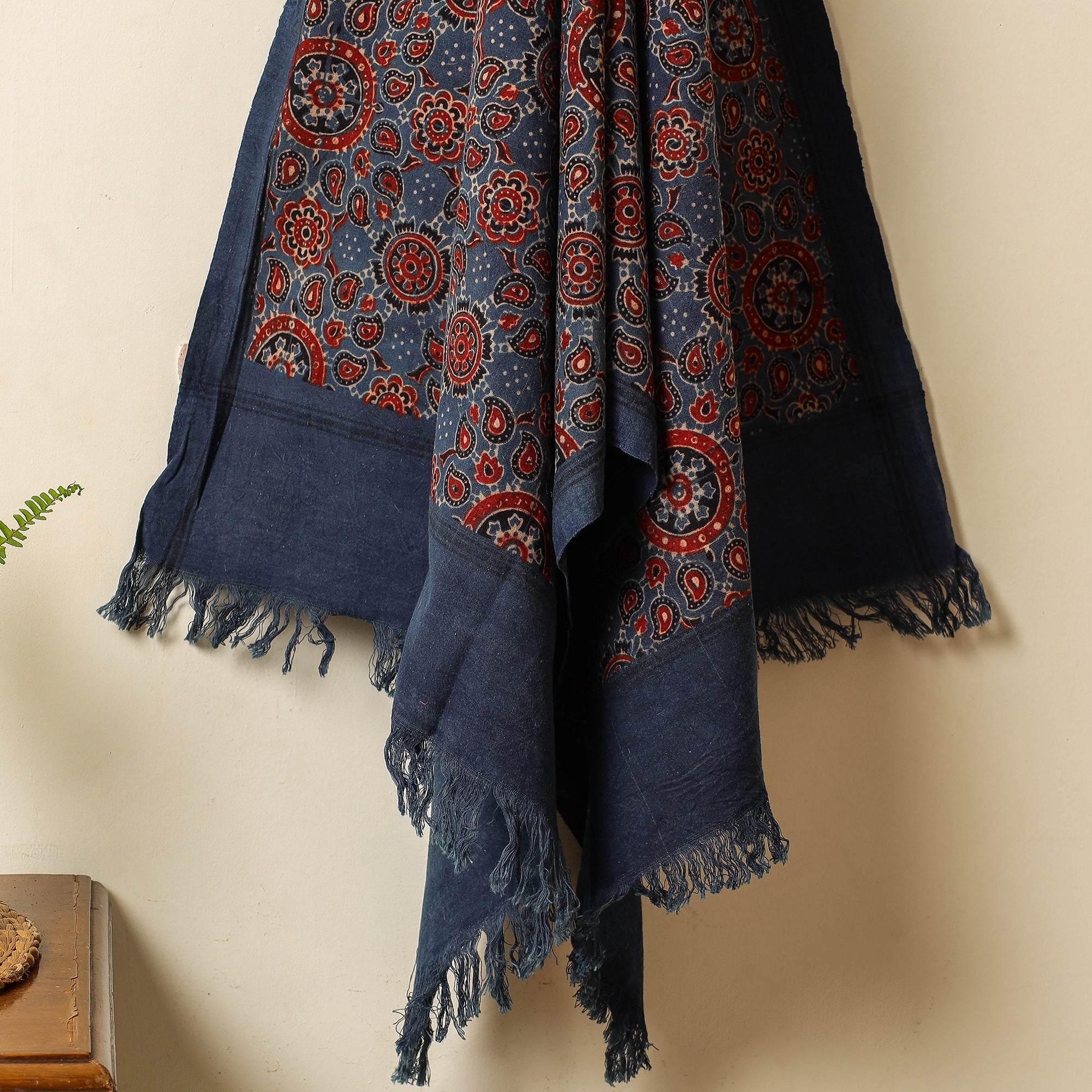 KACHCHH JI CHHAAP Blue - Block Print Cotton Ajrakh Handloom Towel - view 2