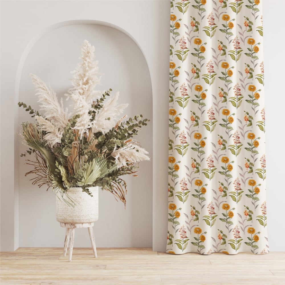 Blackout curtains digital – Urban Space -Home Furnishing Store Blackout Curtains, Digital Printed Curtains, Pack of 2 Curtains - Cone Flower - Yellow