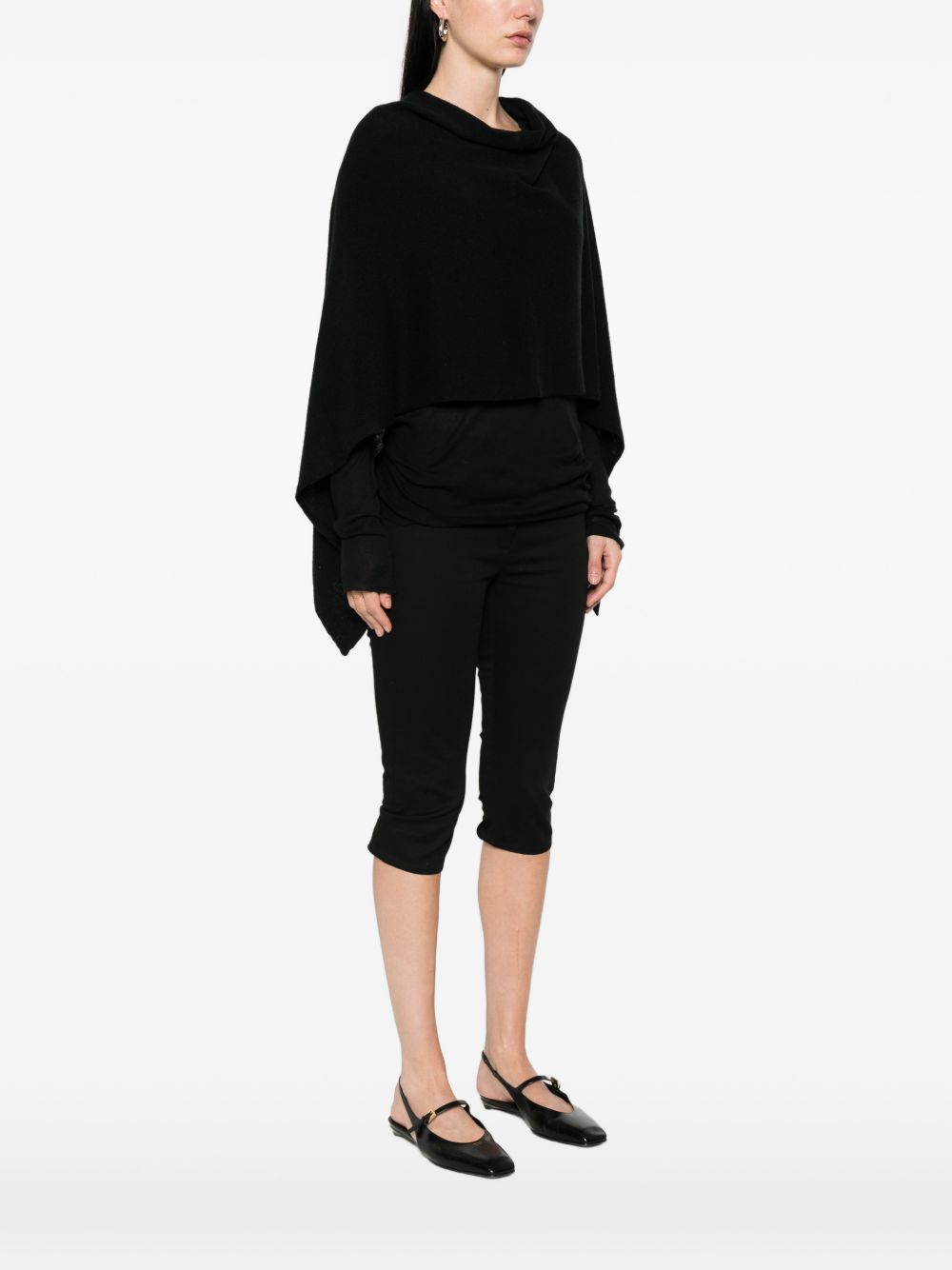 Beyou V-neck cashmere Cashmere poncho – Cashmere 100% - view 4