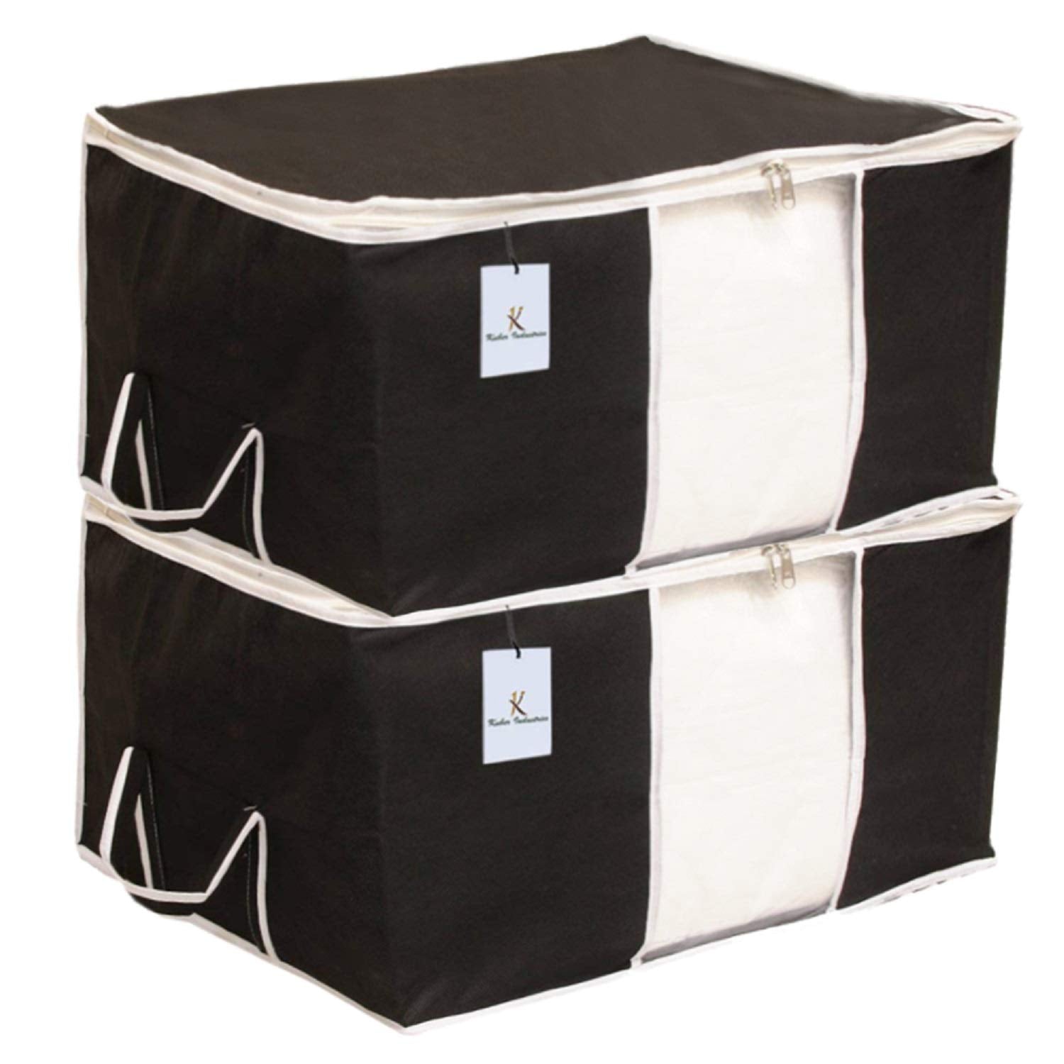 Storage bag storage – Kuber Industries Underbed Storage Bag, Storage Organiser, Blanket Cover Set of 2 - Black, Extra Large Size-CTLTC15231
