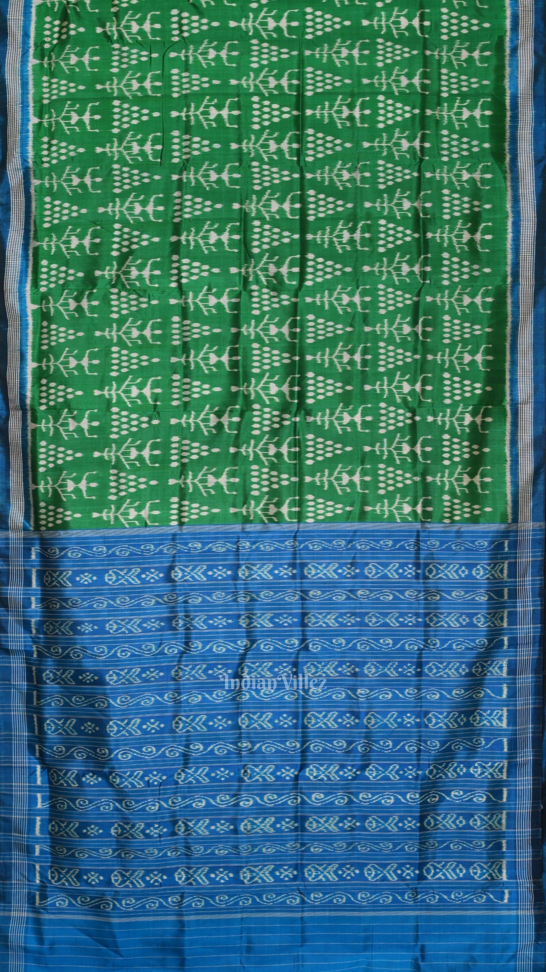 IndianVillèz Green Blue Tribal Theme Contemporary Designer Silk Saree - view 2