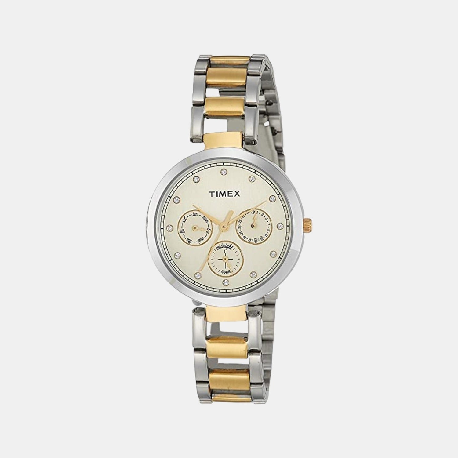 Timex E Class Women Quartz White Dial Chronograph Stainless Steel Watch TW000X213