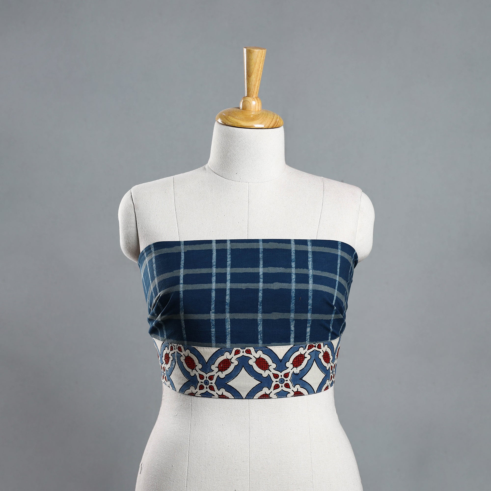 NOORI BAZAR Blue - Akola Block Printed Cotton Blouse Piece 105