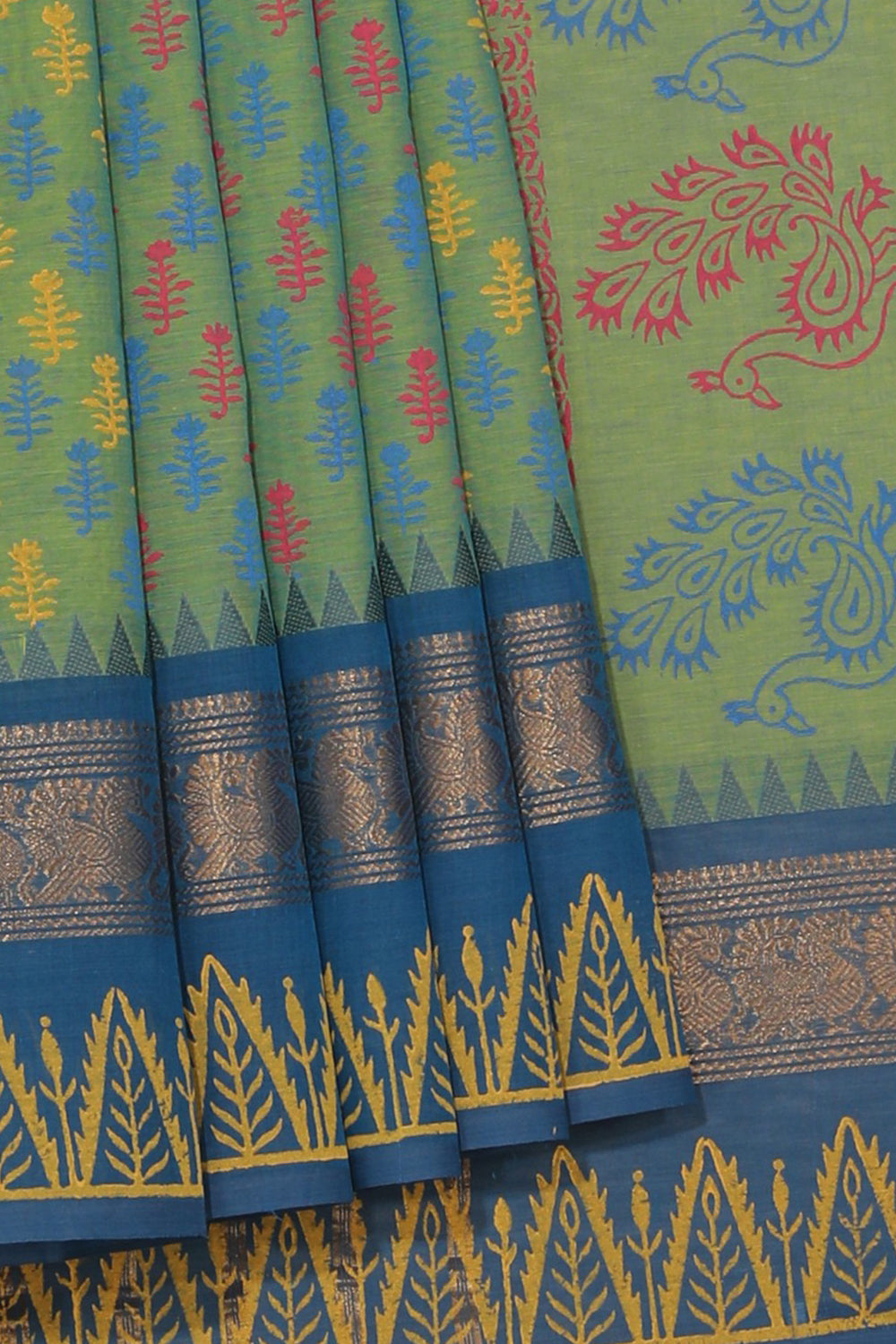 Kalanjali Ethnics Hand block printed cotton saree