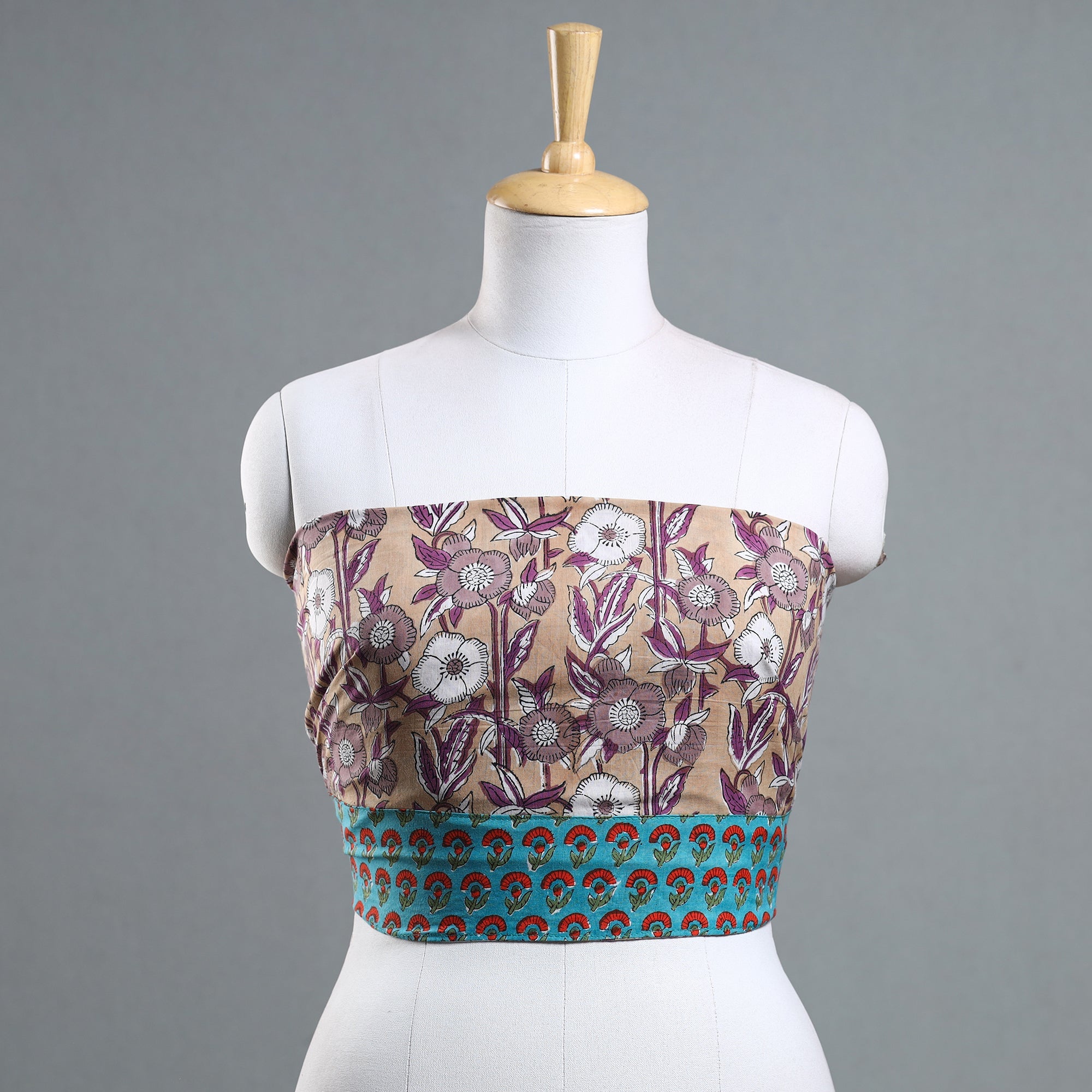 NOORI BAZAR Brown - Sanganeri Block Printed Cotton Blouse Piece