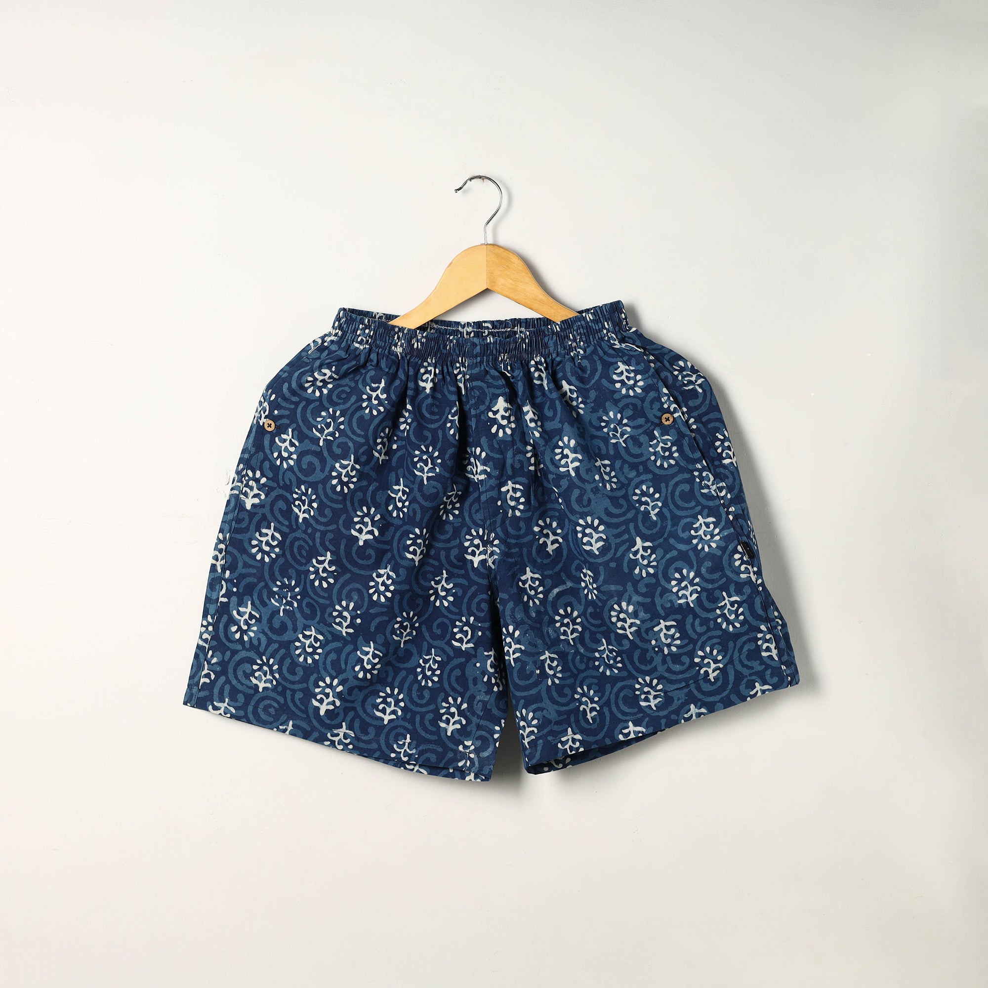 ITOKRI CASUALS Blue - Block Print Cotton Unisex Bagru Shorts/Boxer 19