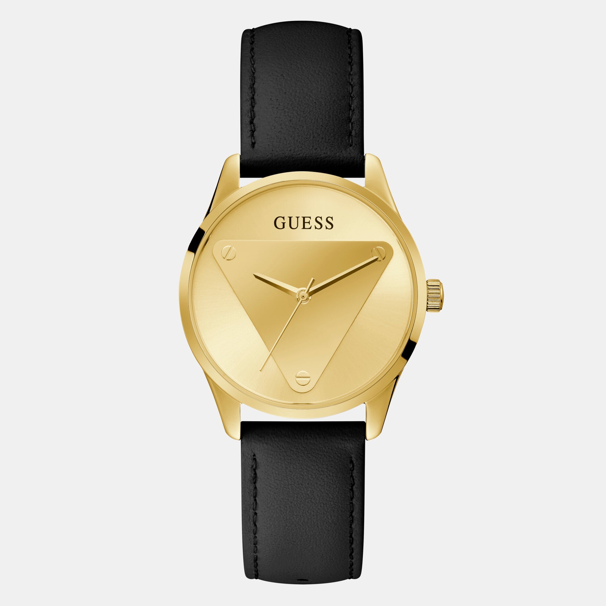 Guess Emblem Women Quartz Champagne Dial Analog Leather Watch GW0399L3