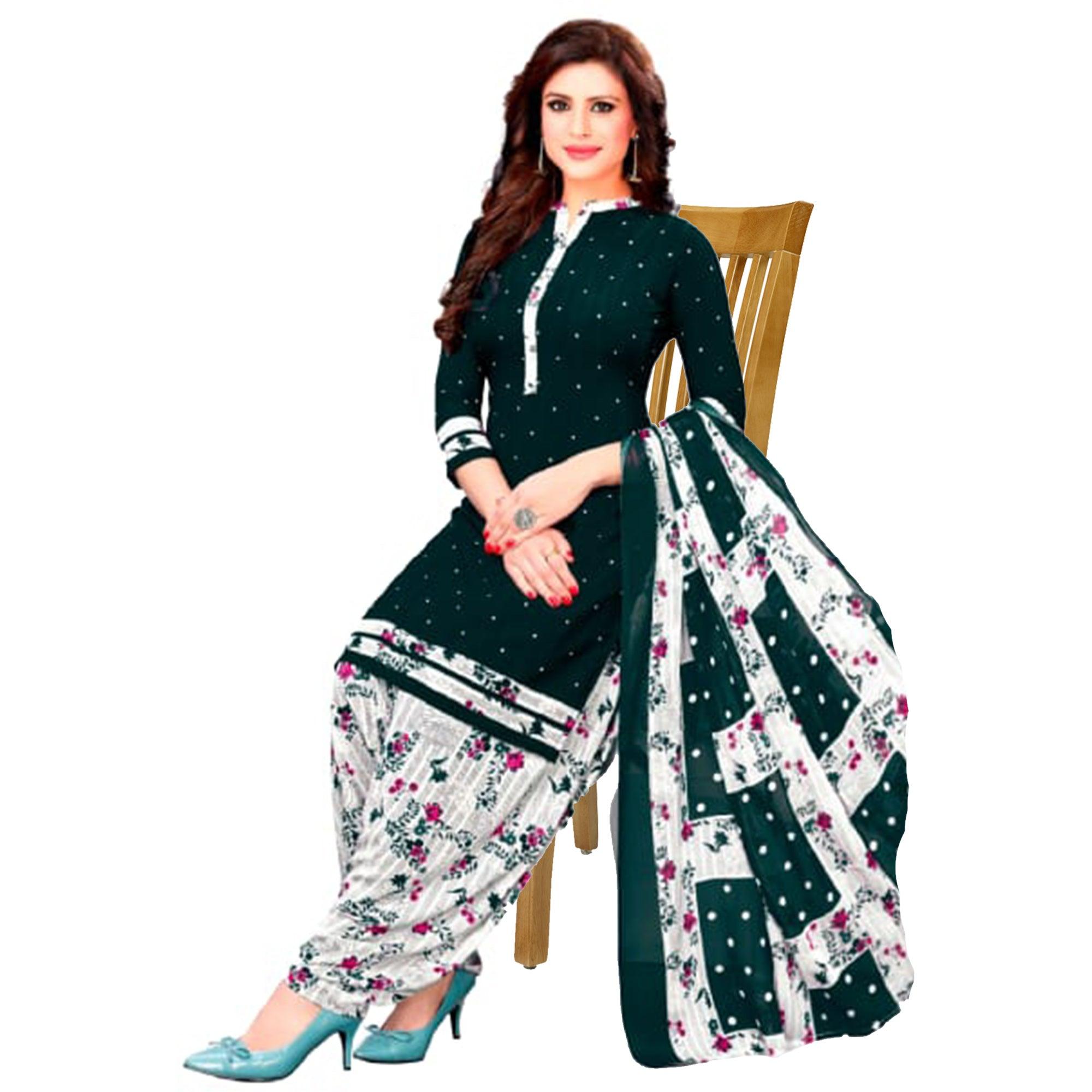 Green dresses – BlackTree green-casual-wear-printed-leon-patiala-dress-material-132043