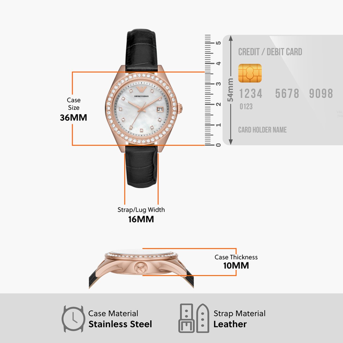 Emporio Armani Analog Mother of Pearl Dial Women 36mm - view 2