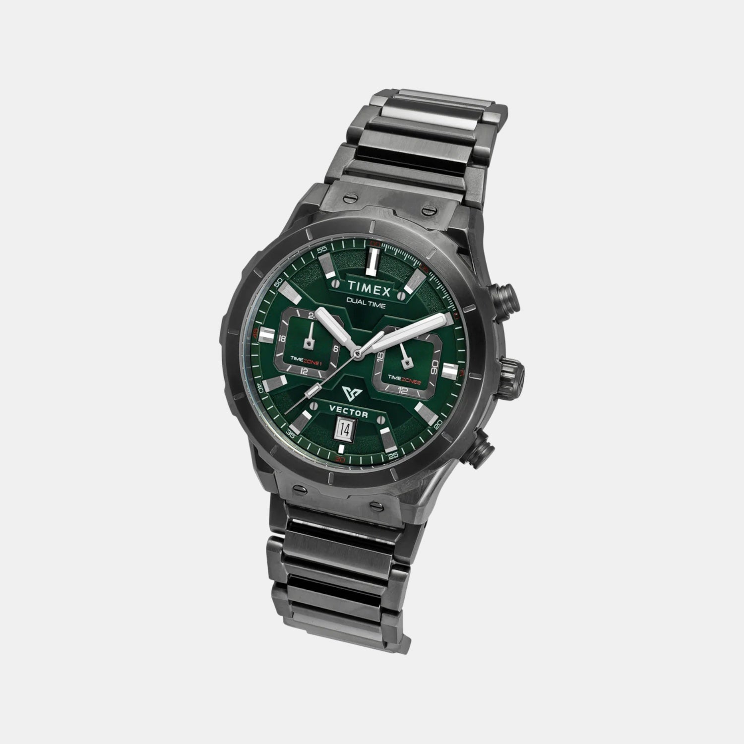 Timex E Class Men Quartz Green Dial Chronograph Stainless Steel Watch TWEG24802 - view 2