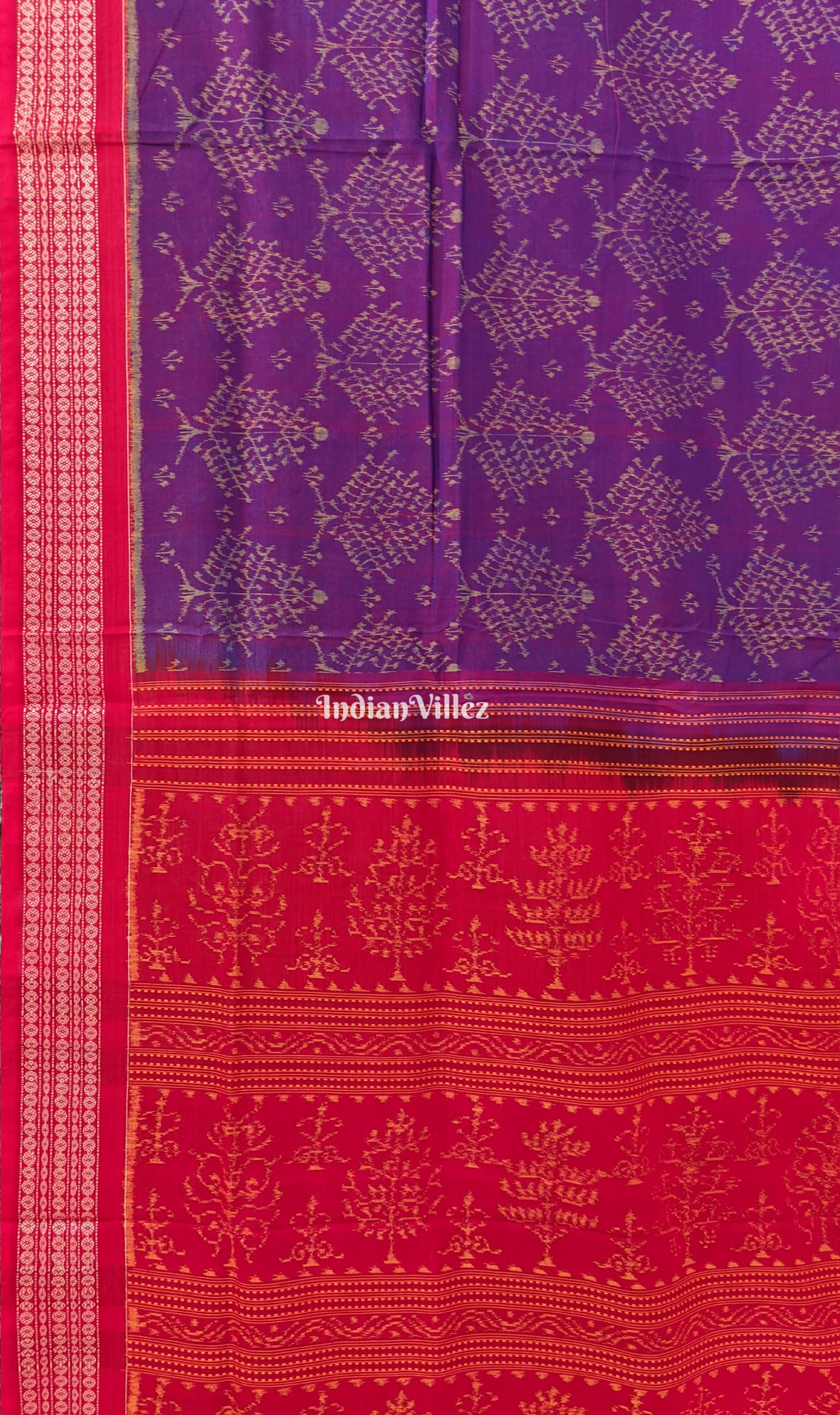 IndianVillèz Deep Purple Odisha Ikat Sambalpuri Pure Cotton Saree - view 2