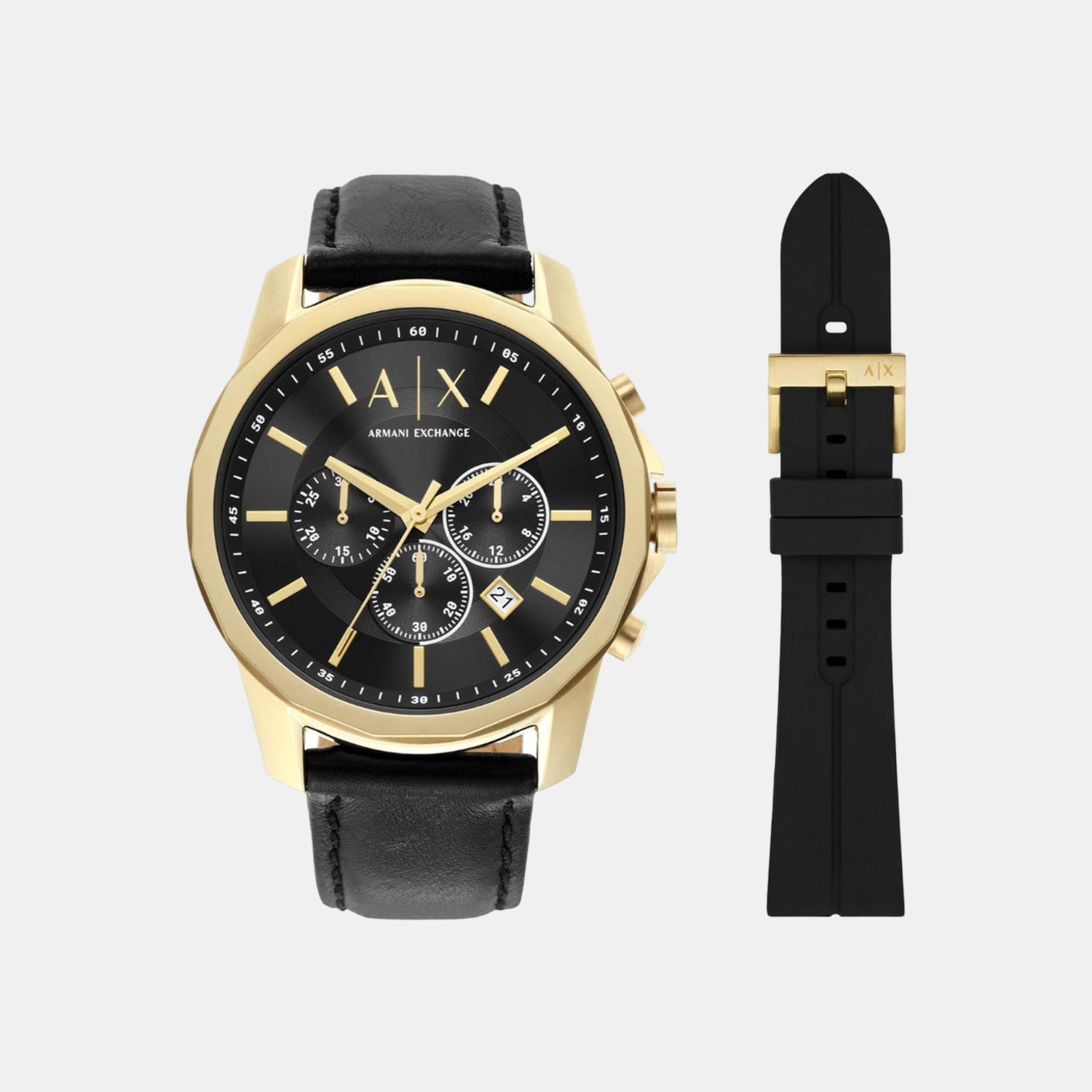 Armani Exchange Banks Men Quartz Black Dial Chronograph Leather Watch AX7133SET - view 2