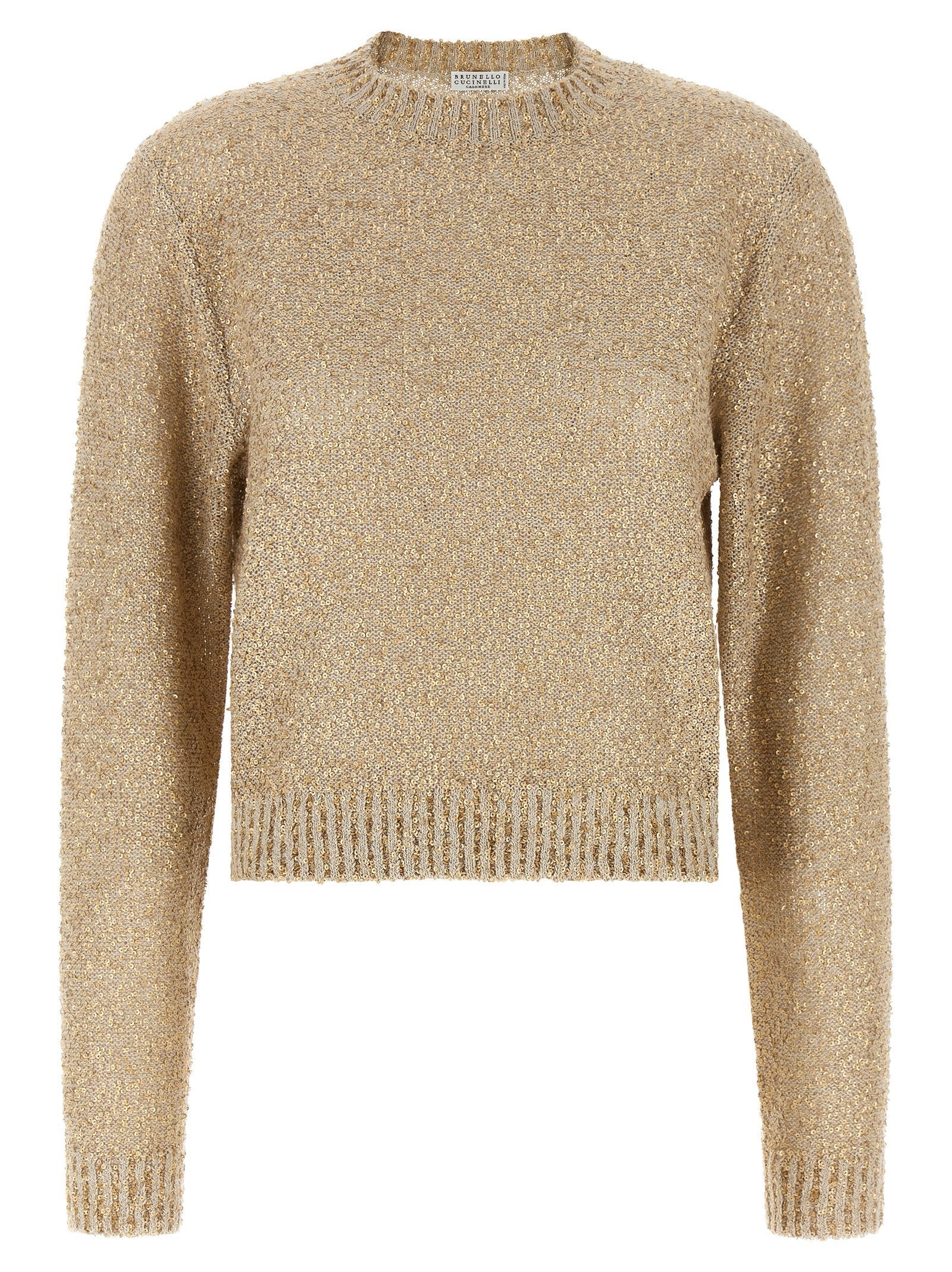 Brunello Cucinelli Micro Sequin Sweater – 60% li, 28% ws, 12% se