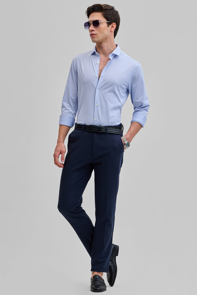 SNITCH Light Blue Stripes Stretch Shirt - view 3