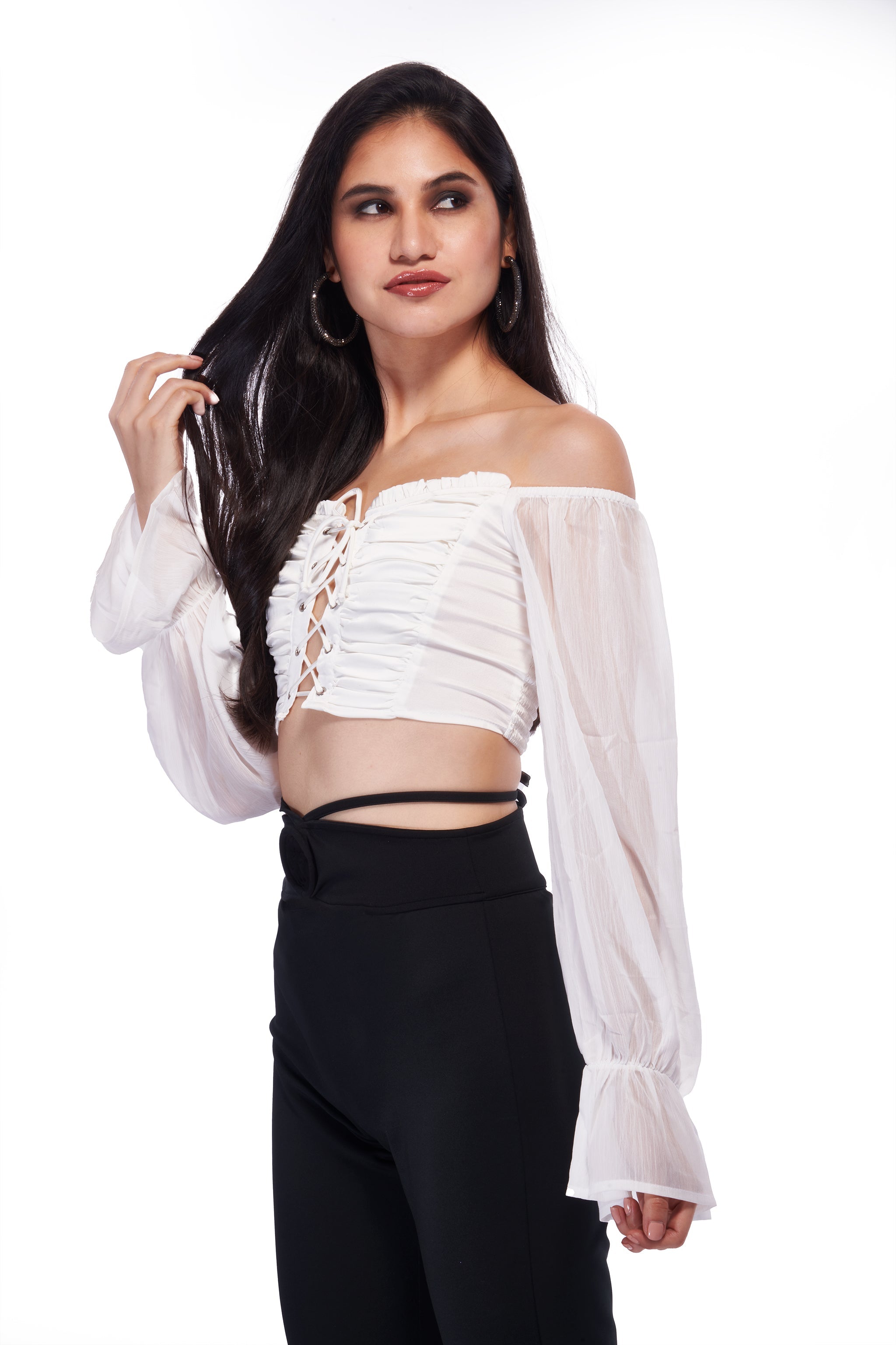 Cottage Core Satin Corset Top - White - view 2