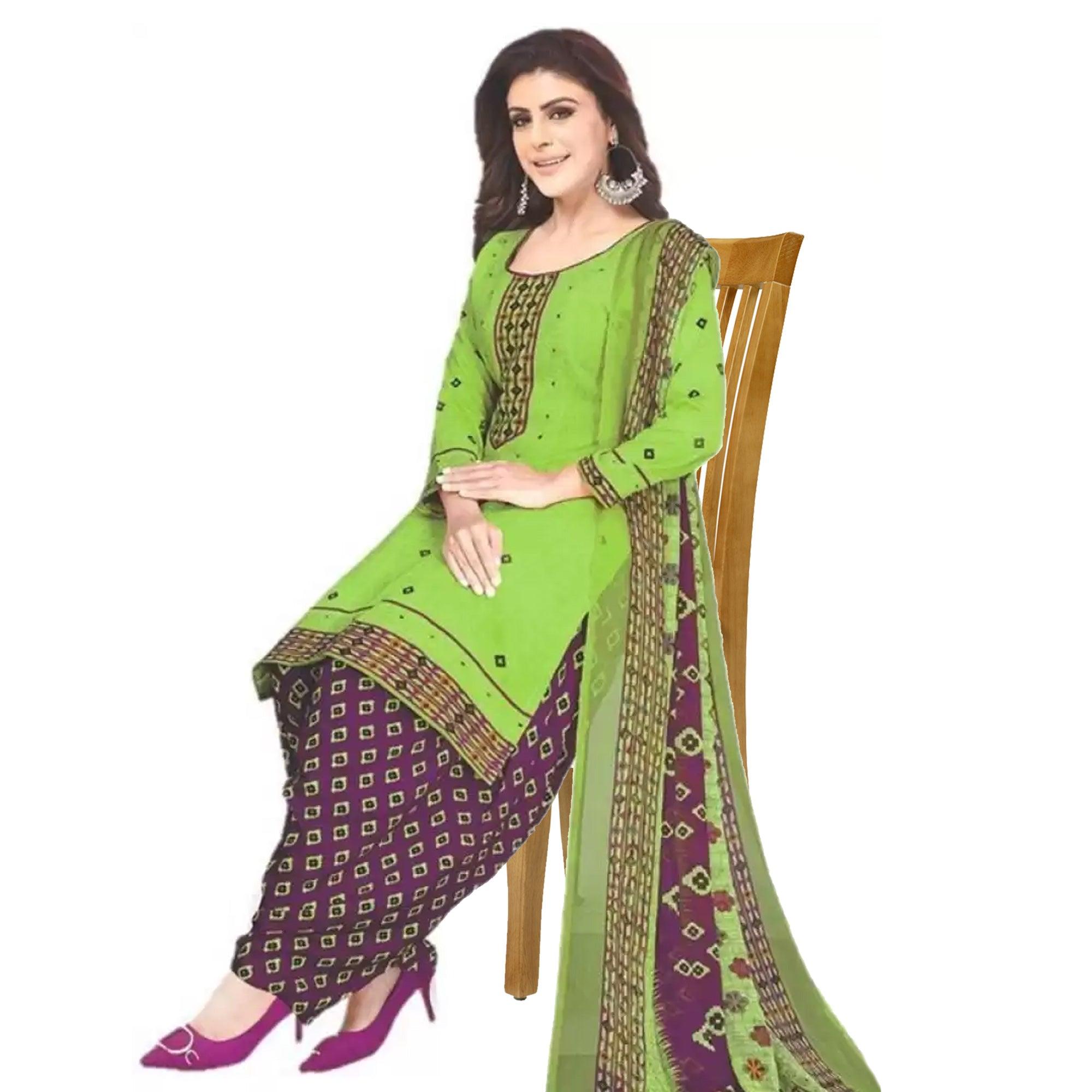 Green dresses – BlackTree green-casual-wear-printed-leon-patiala-dress-material-132053