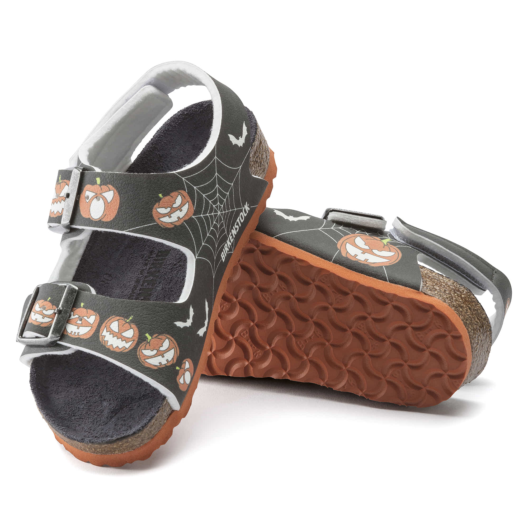 Birkenstock Milano Kids Birko-Flor – Black Black/Halloween Pumpkin Black