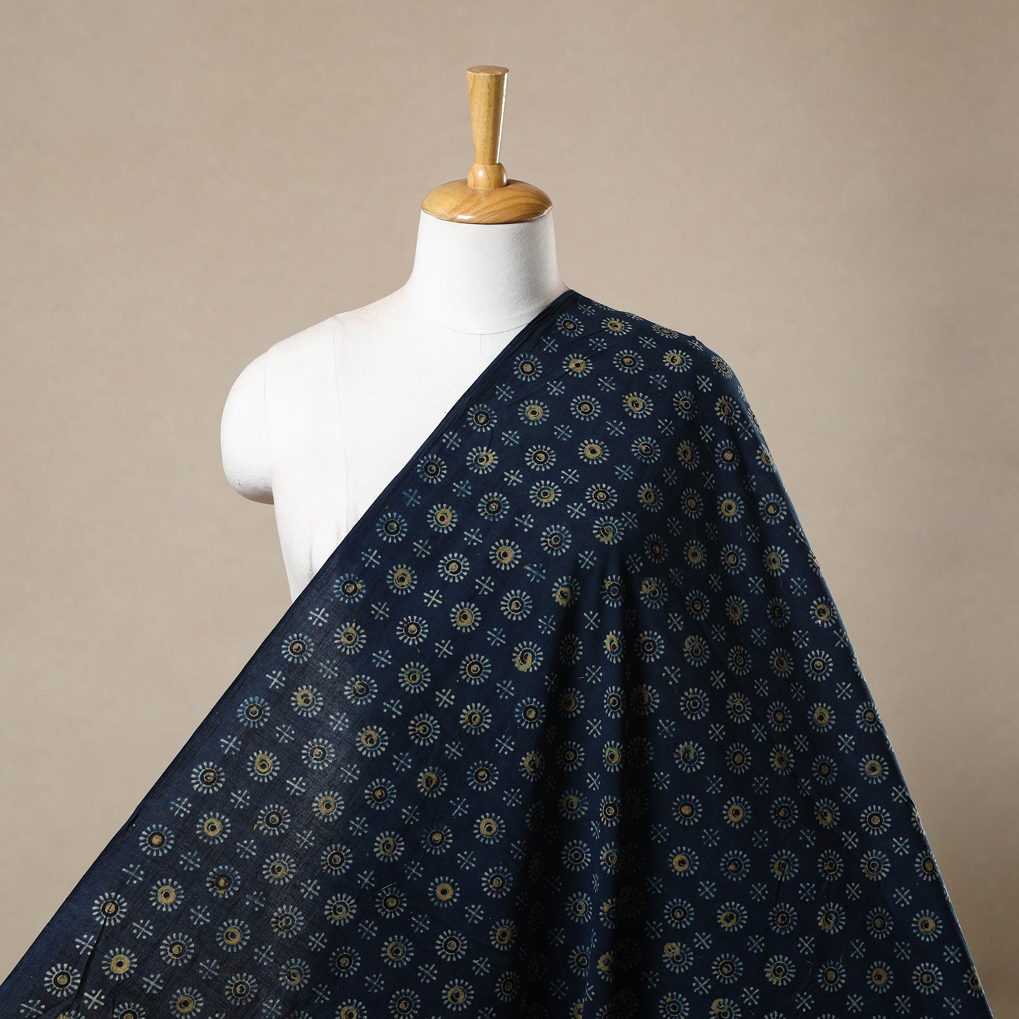 KACHCHH JI CHHAAP Blue - Block Print Cotton Natural Dyed Ajrakh Fabric 07