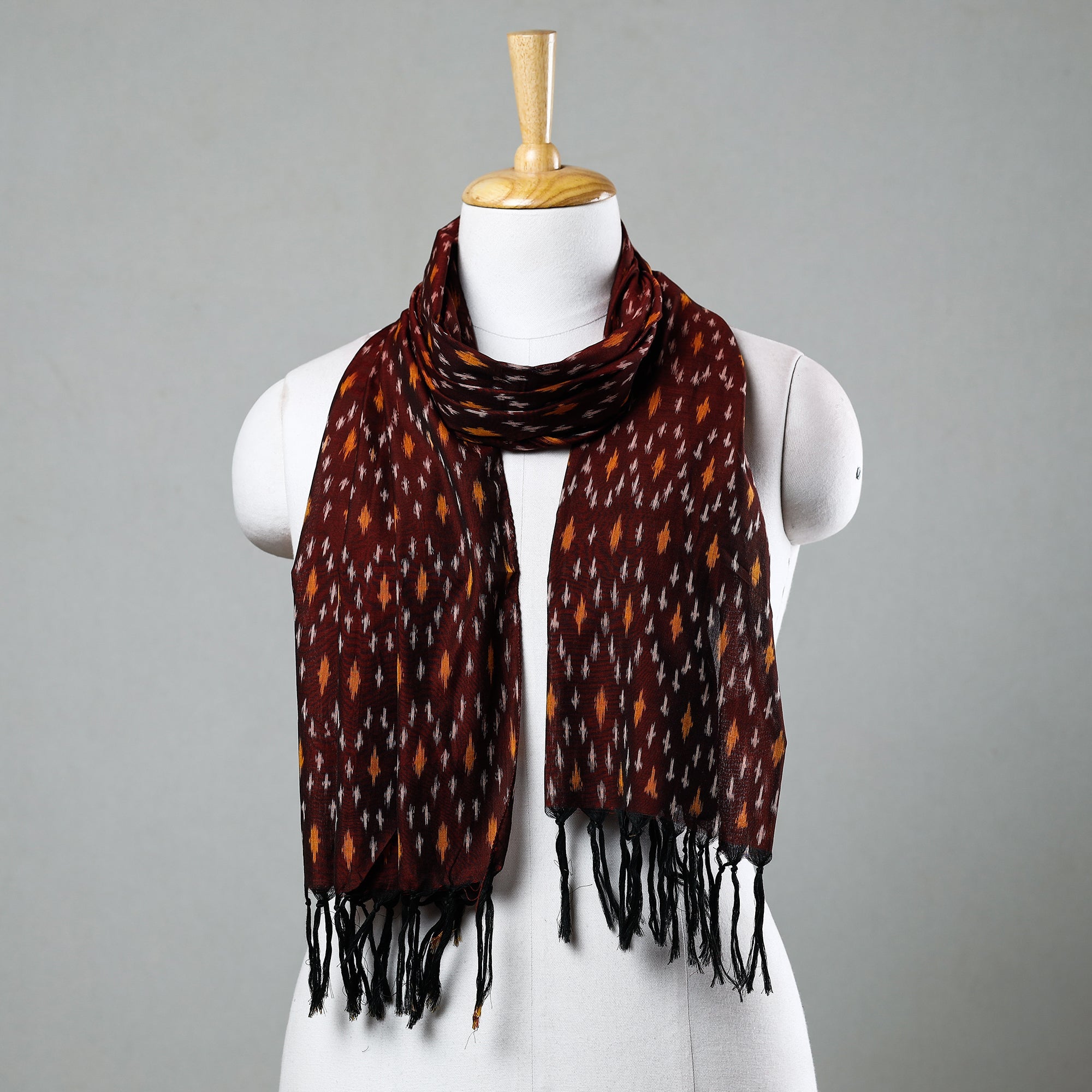 SOUTH KARGHA Brown - Handloom Mercerized Cotton Pochampally Ikat Stole
