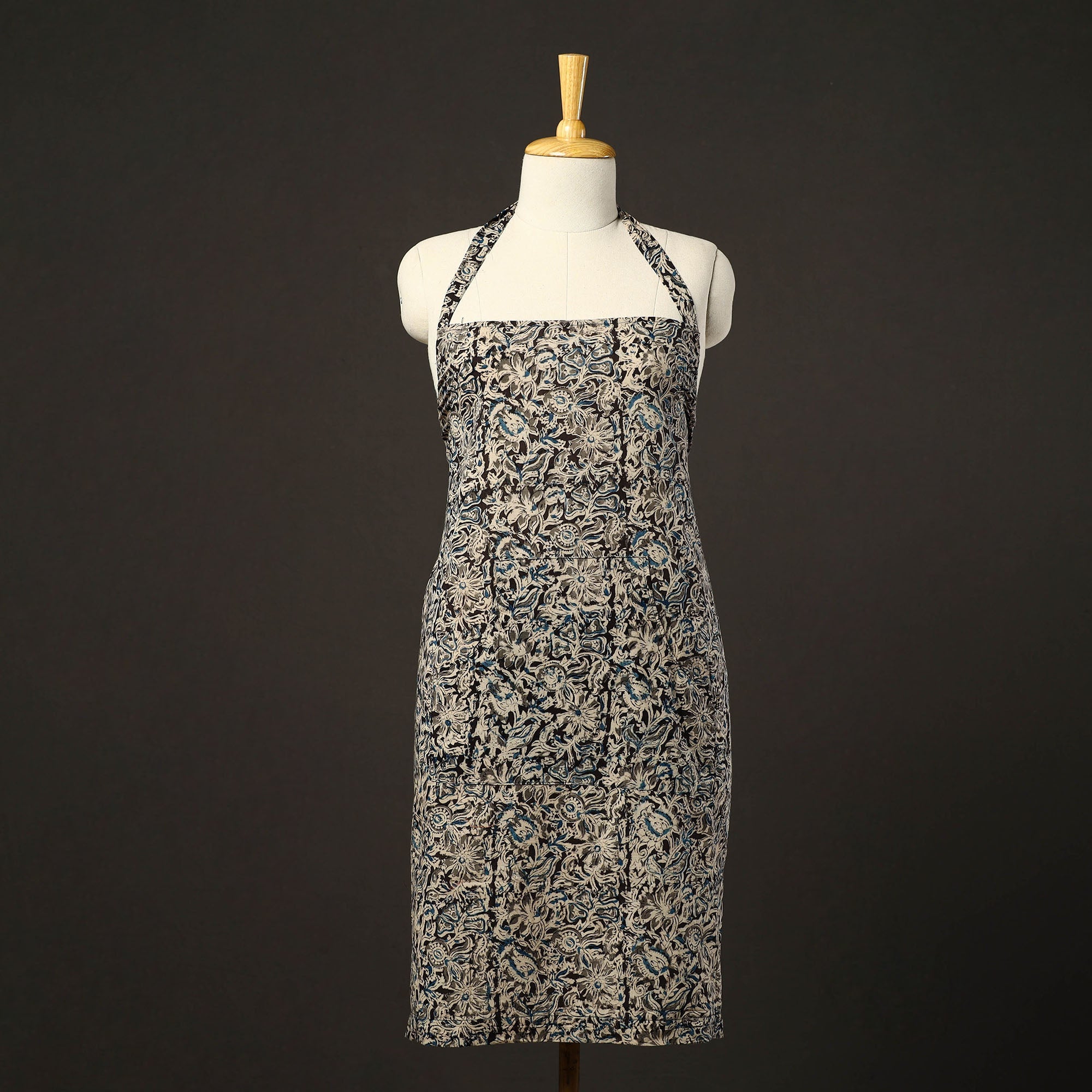 JALPARI Black - Kalamkari Block Print Cotton Apron with Pocket 36