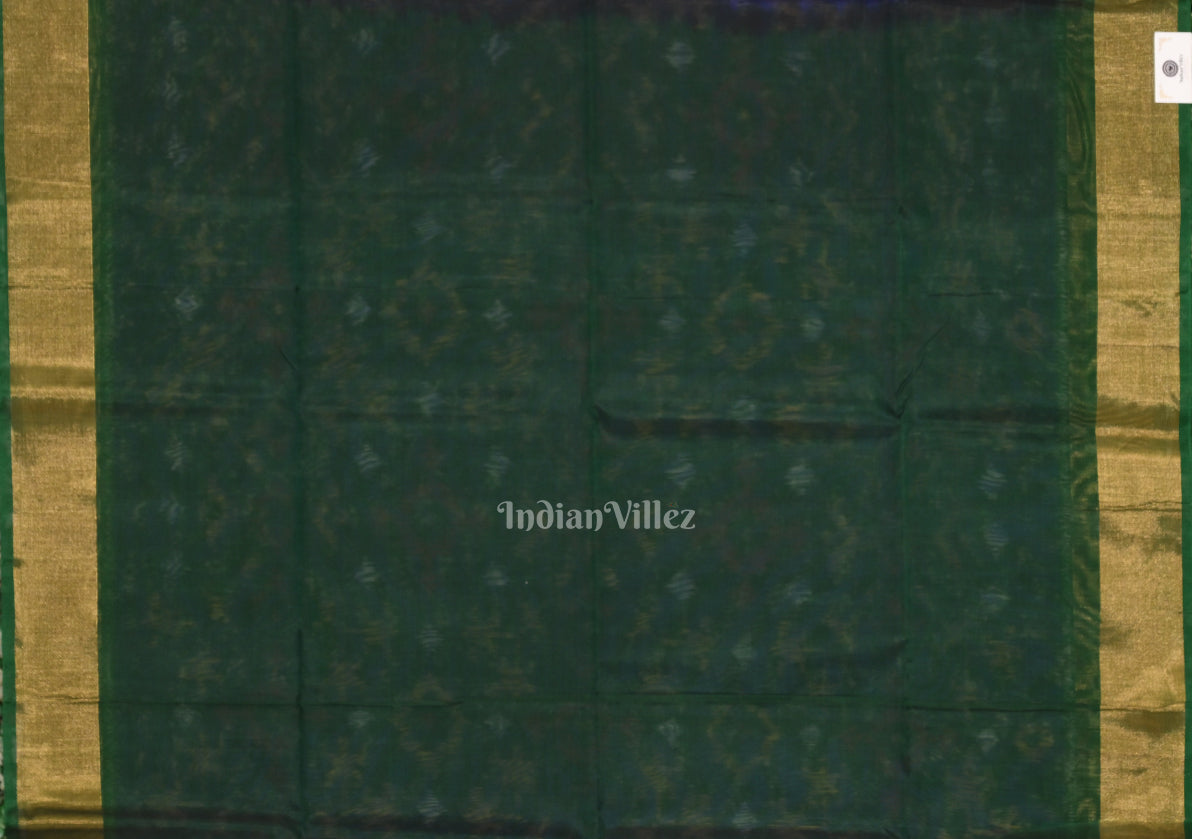 IndianVillèz Blue Pochampally Ikat Sico (Silk & Cotton) Saree with Zari Border - view 4