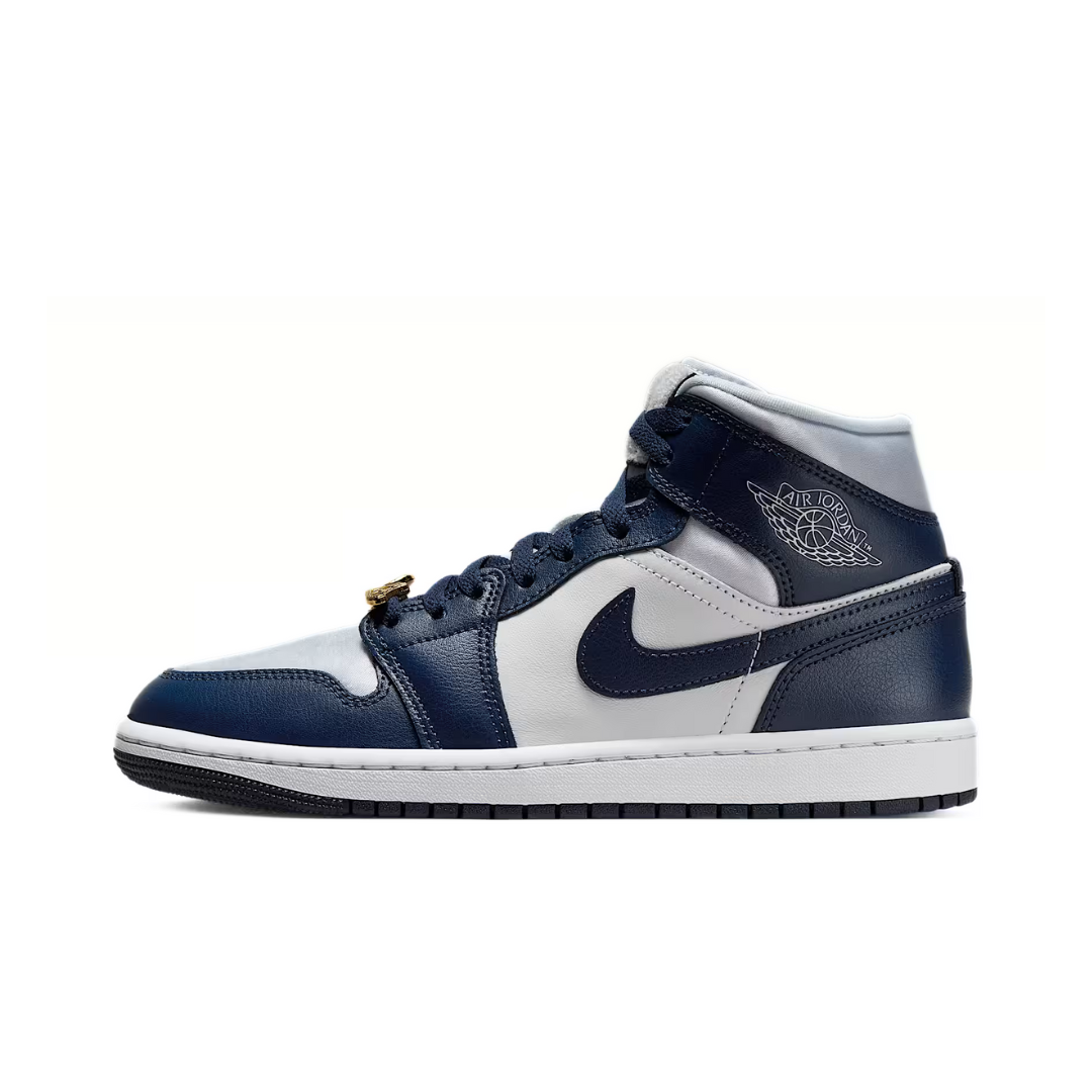 Nike Air Jordan Jordan 1 Mid Football Grey White Midnight Navy (W)