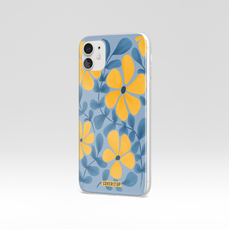 Cover It Up Blue Floral Aesthetic Clear Silicone Case - view 3