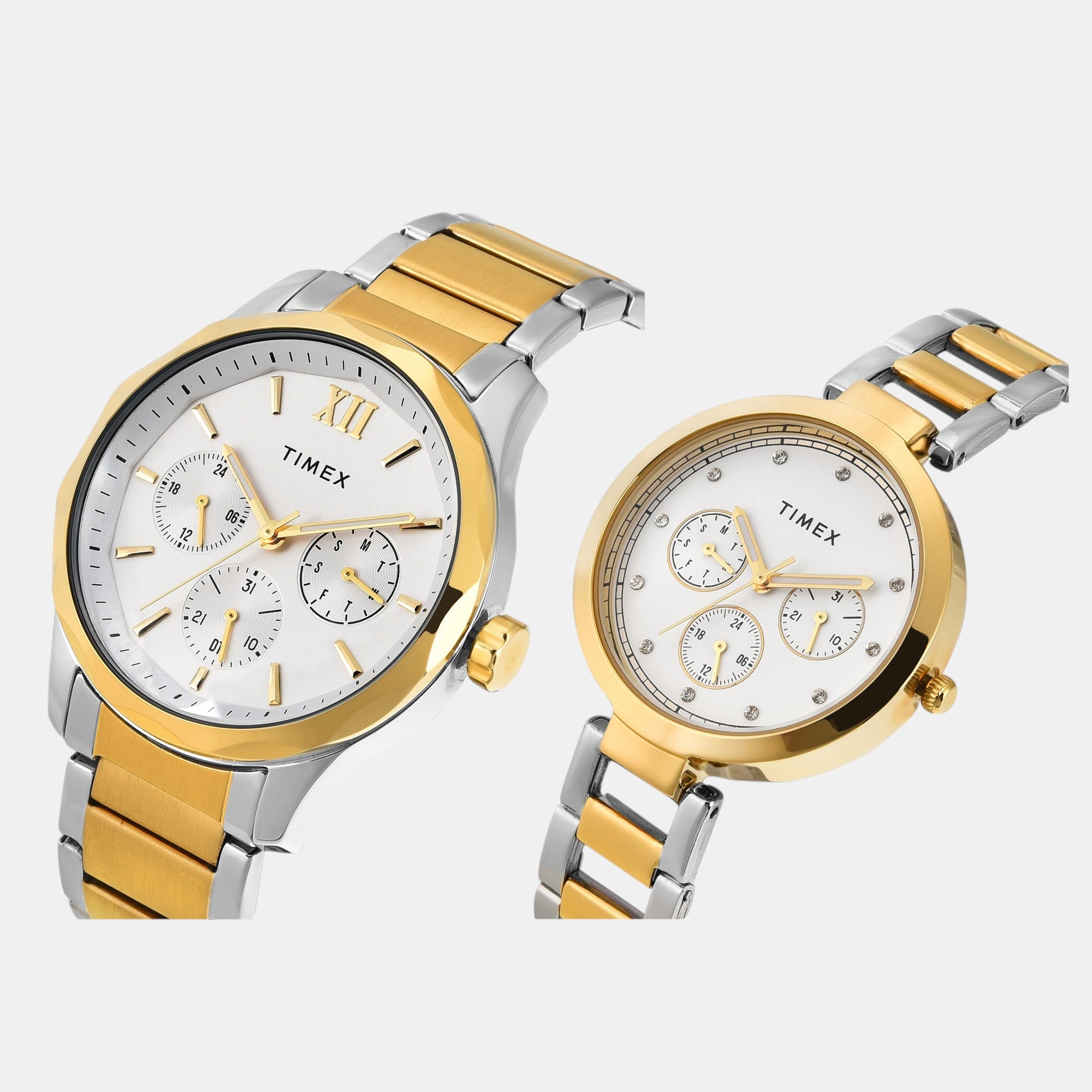 Timex Fashion Couple Quartz White Dial Multi-Function Stainless Steel Watch TW00PR312 - view 2