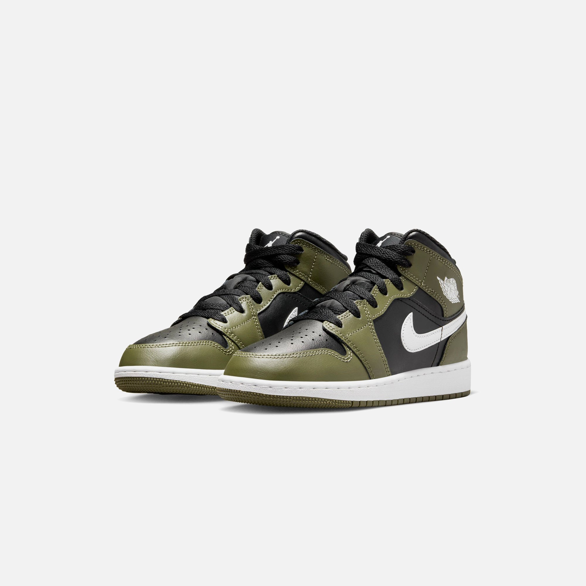 Nike Air Jordan 1 Mid - Black / White / Medium Olive - view 2