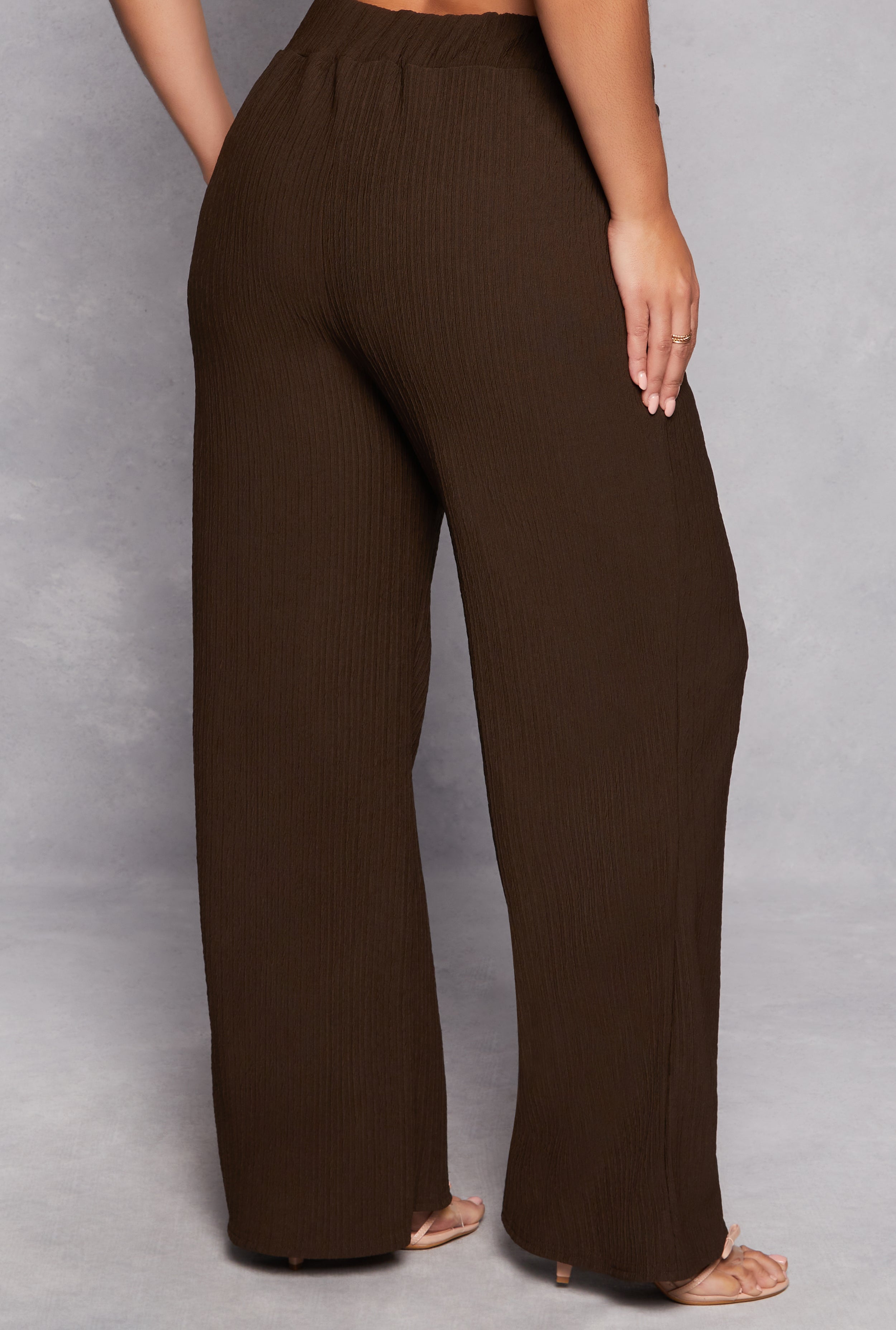 Rainbow Shops Plus Size Textured Knit Wide Leg Dress Pants - view 3