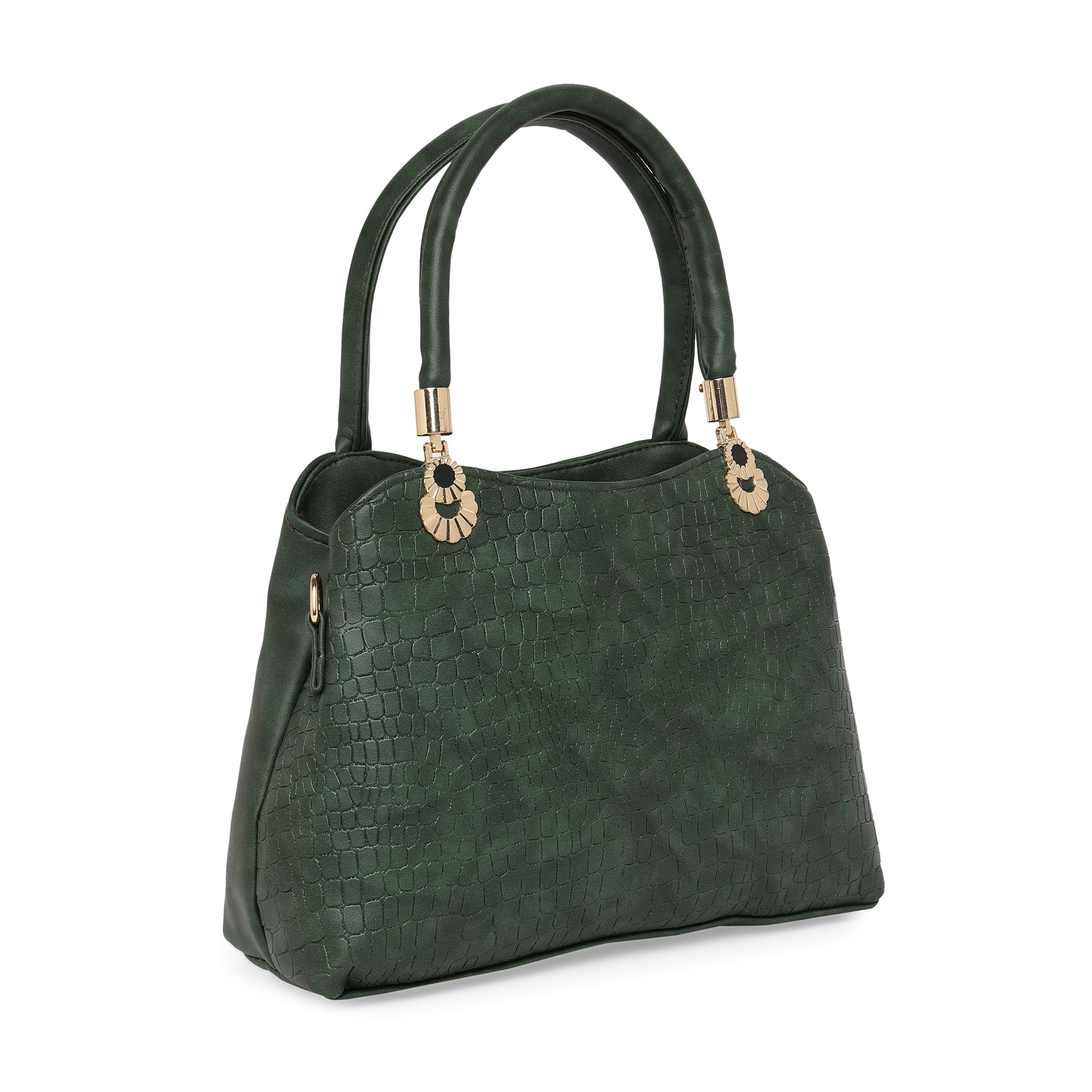 Peachmode Seller Bottle Green Women Vegan Leather Handbag With Belt - view 2