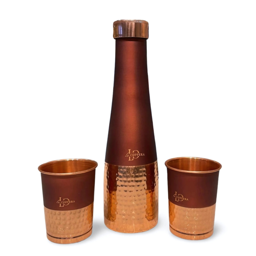 Lacoppera Copper Choice CoCo Water Bottle with 2 Glass Drinkware Gift Set | Set of 3 Pcs - view 2