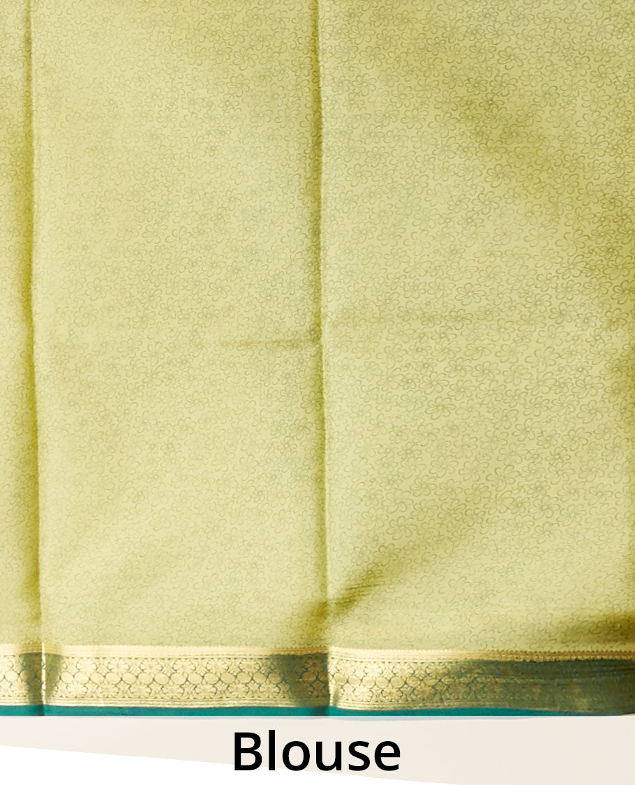 Pothys Green floral printed silk saree with contrast zari border - view 4