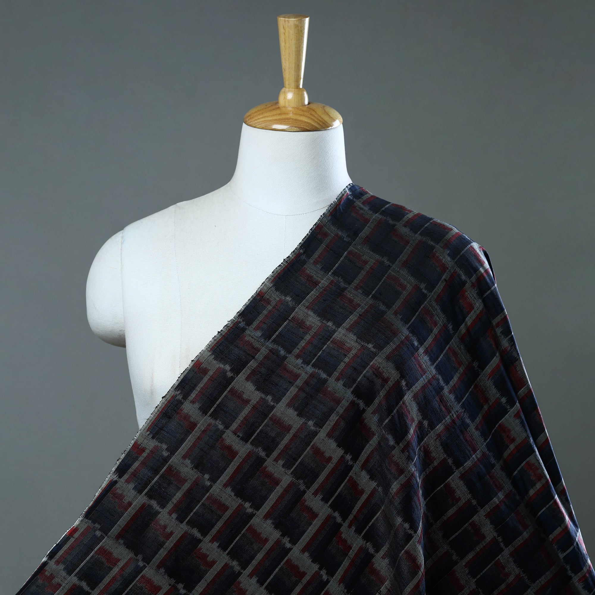 SOUTH KARGHA Black - Handloom Raw Silk Pochampally Ikat Fabric 29