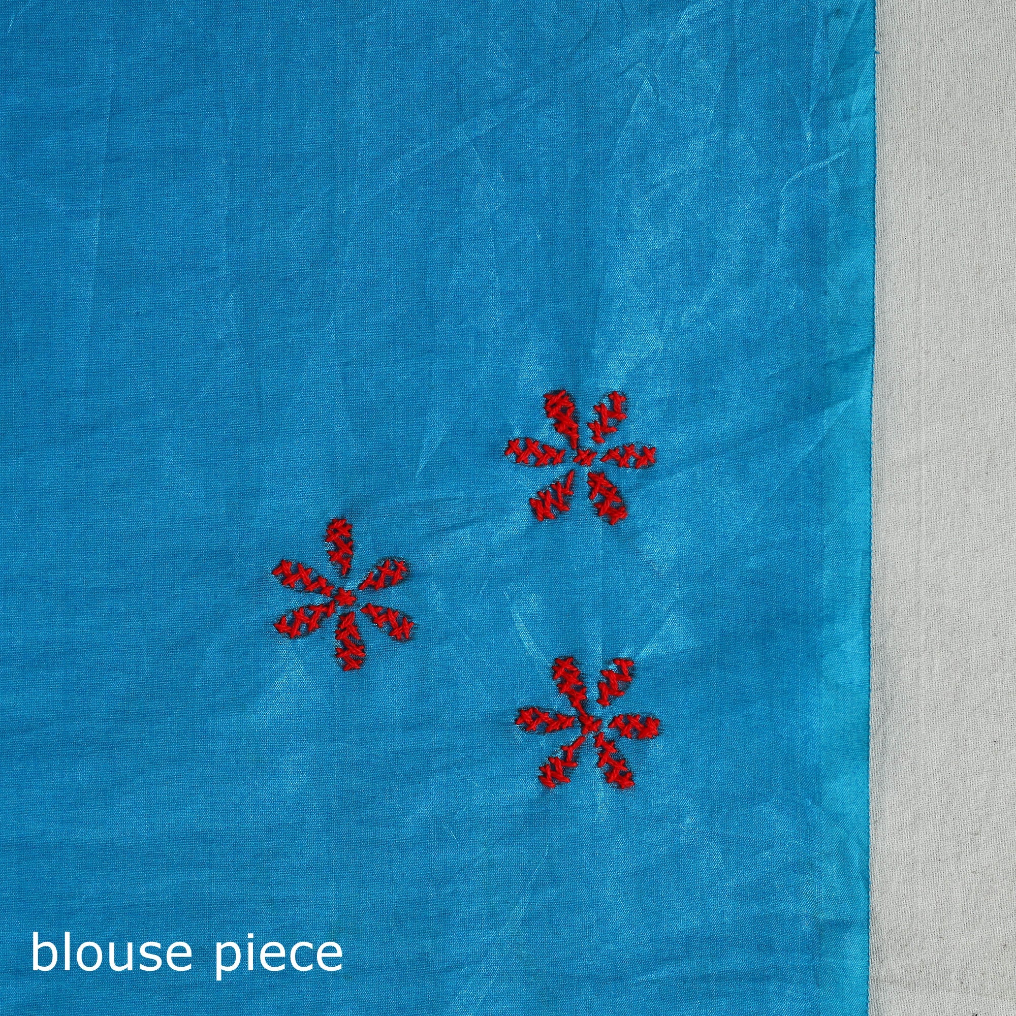 ITOKRI CRAFTS INITIATIVE Blue - Bengal Silk Nakshi Kantha Hand Embroidery Saree 09 - view 6