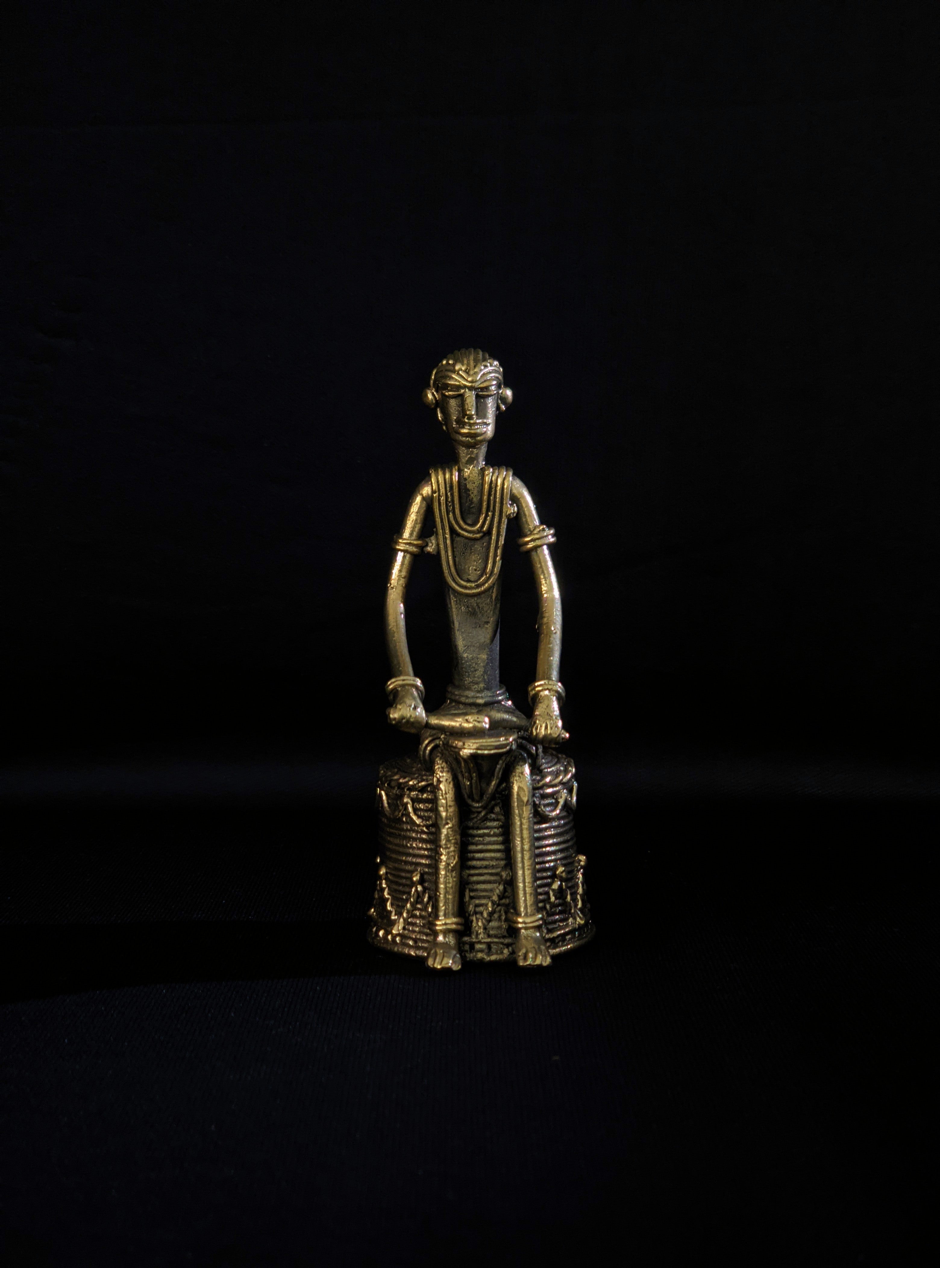 IndianVillèz Handmade Dhokra Tribal Musician with Tabla