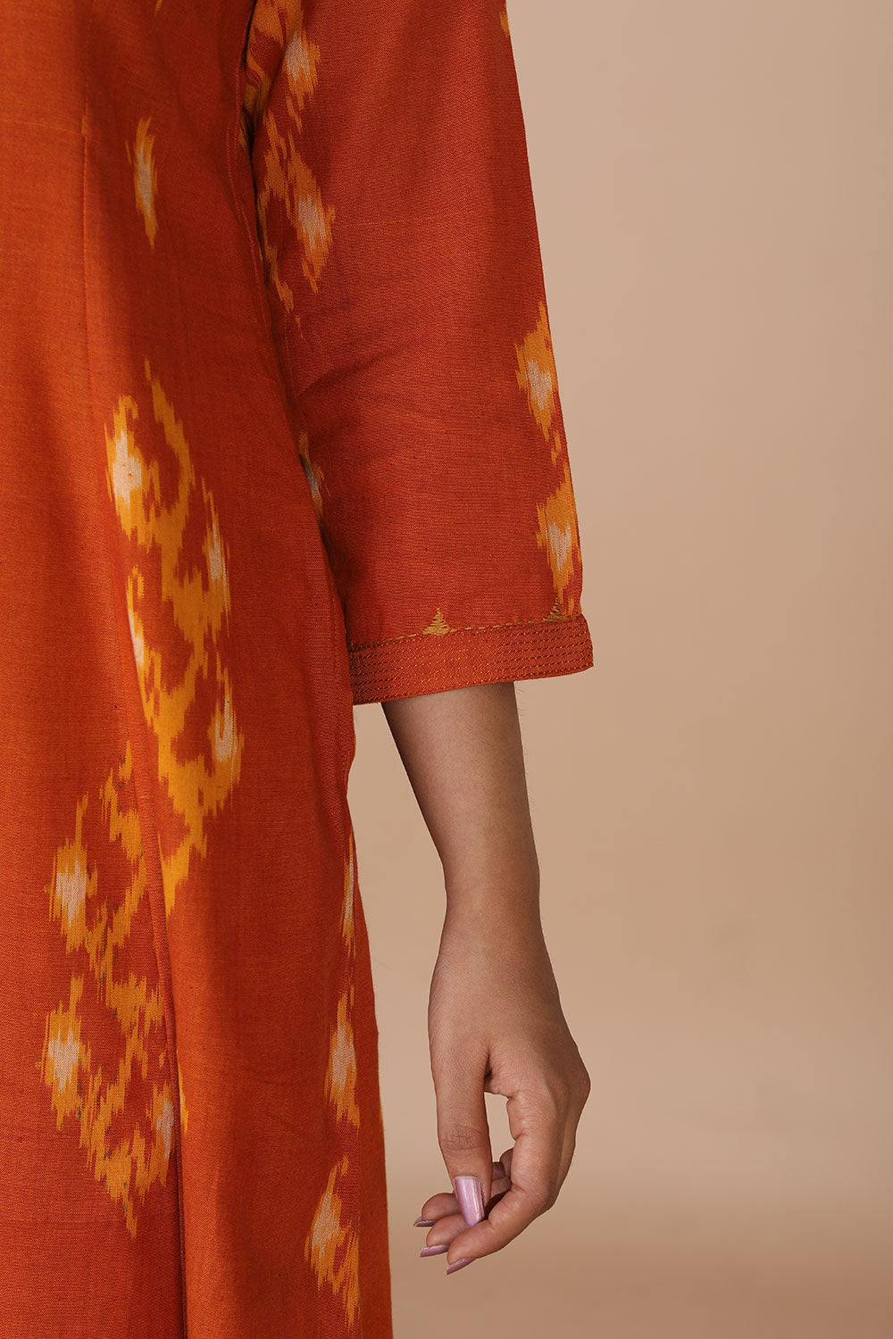 Kalanjali Ethnics Handwoven Ikat kurta – Orange - view 7