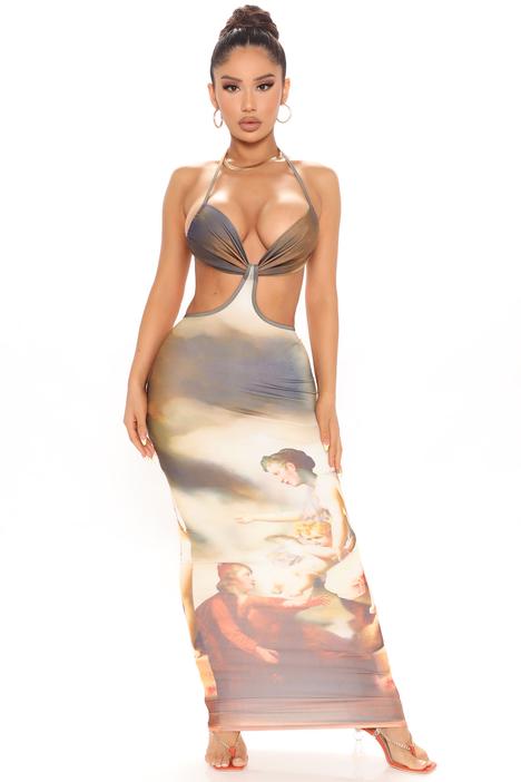 BlackTree Angelic Maxi Dress - Brown/combo.
