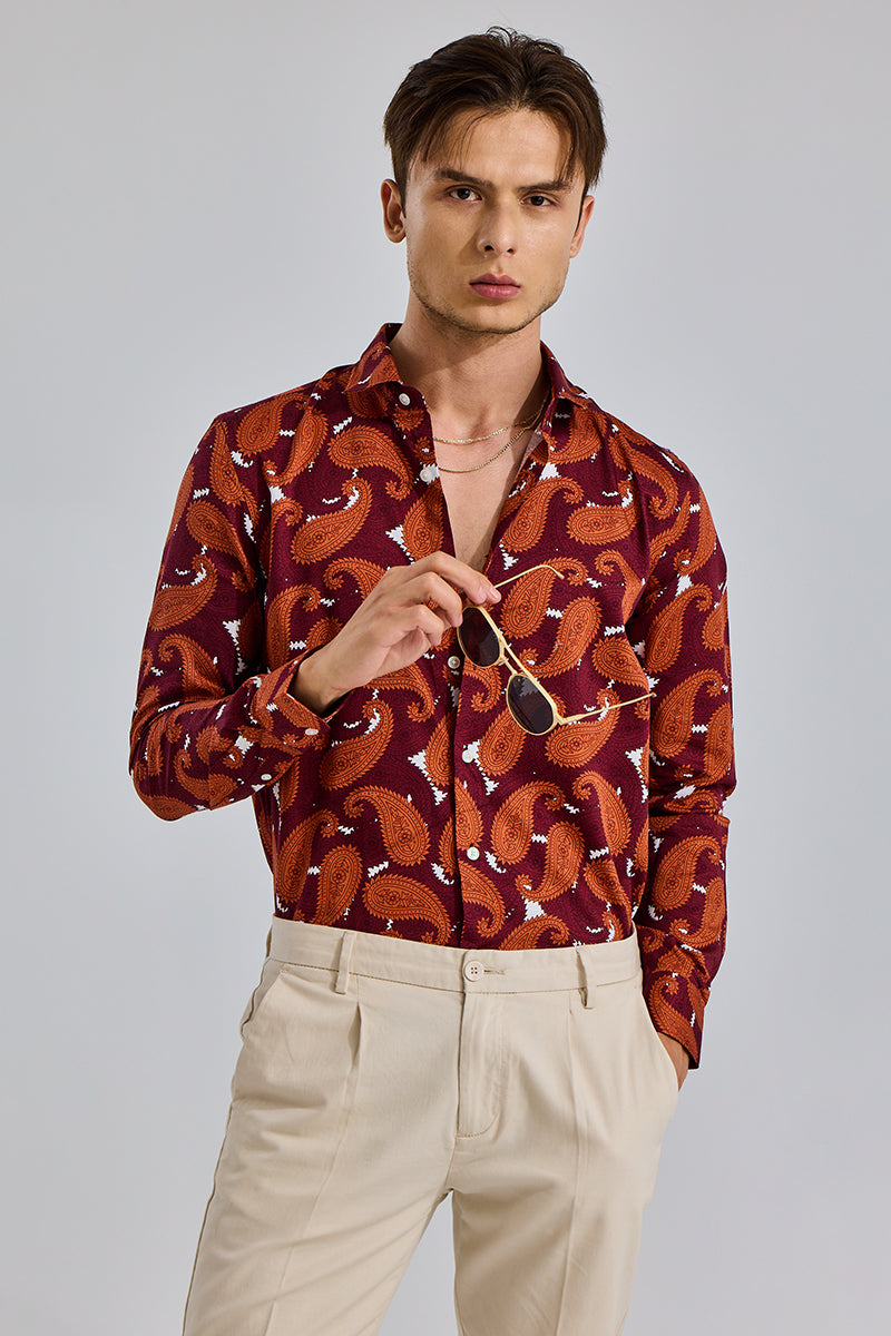 SNITCH Vibrant Paisley Red Shirt
