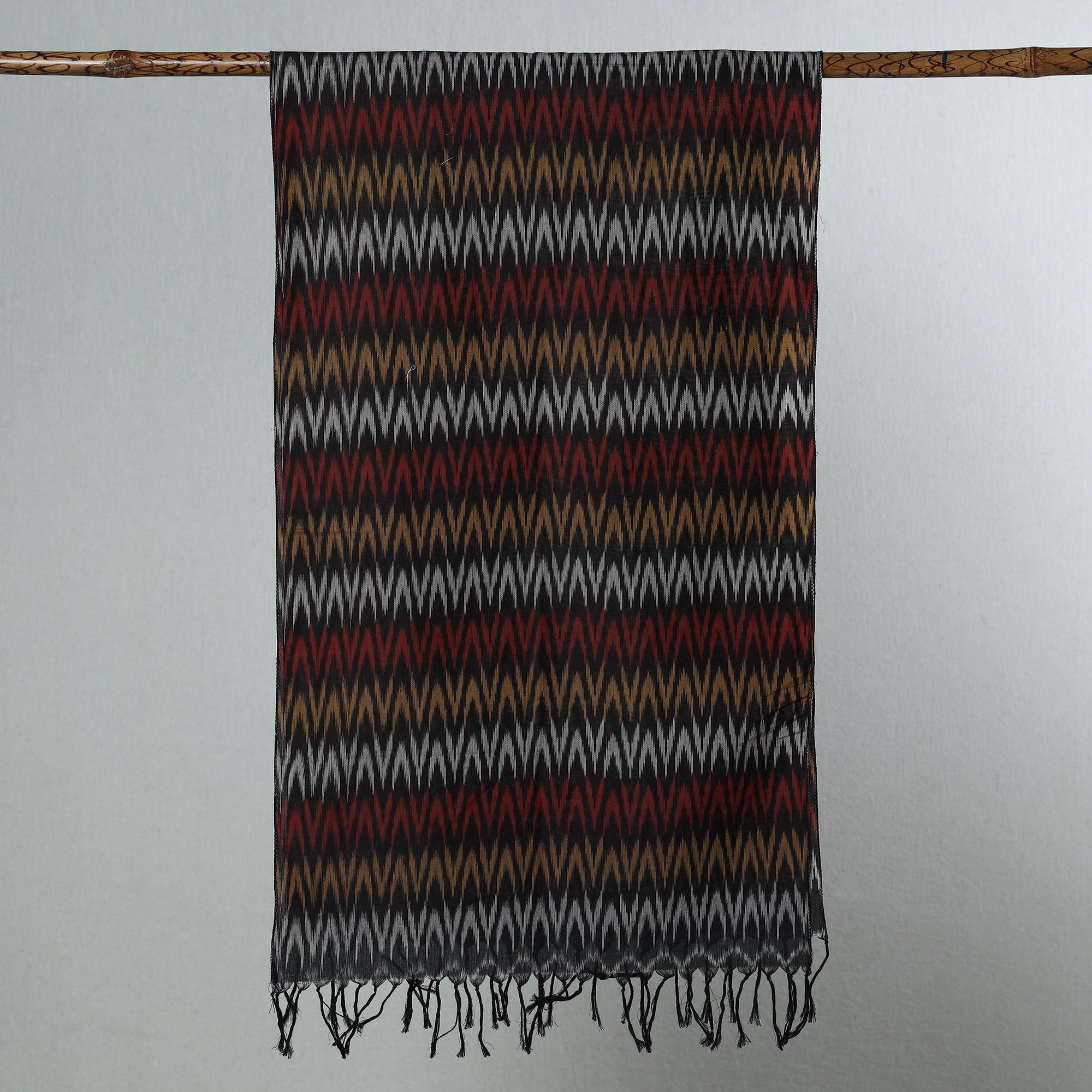 SOUTH KARGHA Black - Handloom Mercerized Cotton Pochampally Ikat Stole 23 - view 2
