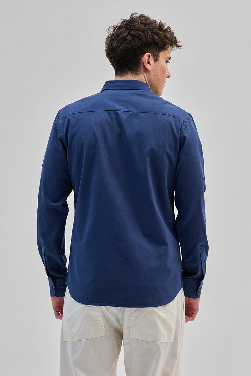 SNITCH Blue Solid Double Pocket Overshirt - view 7