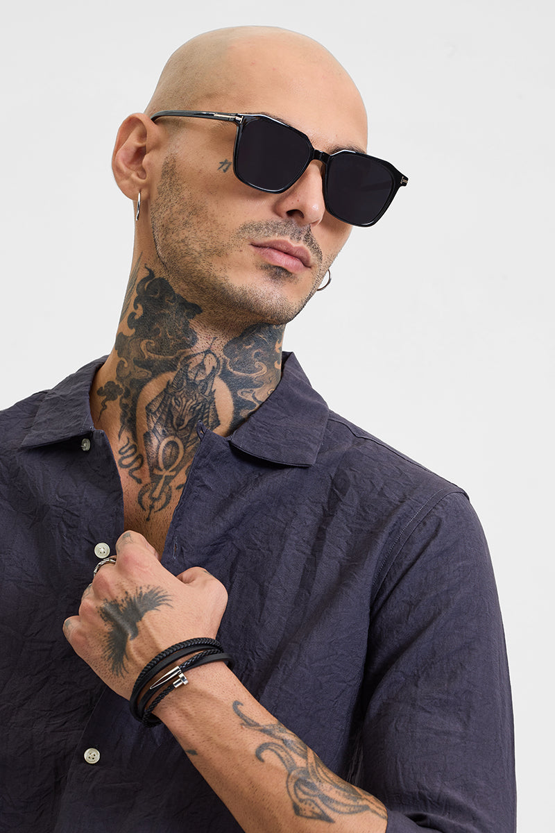 SNITCH Charcoal Grey Crinkle Shirt - view 5