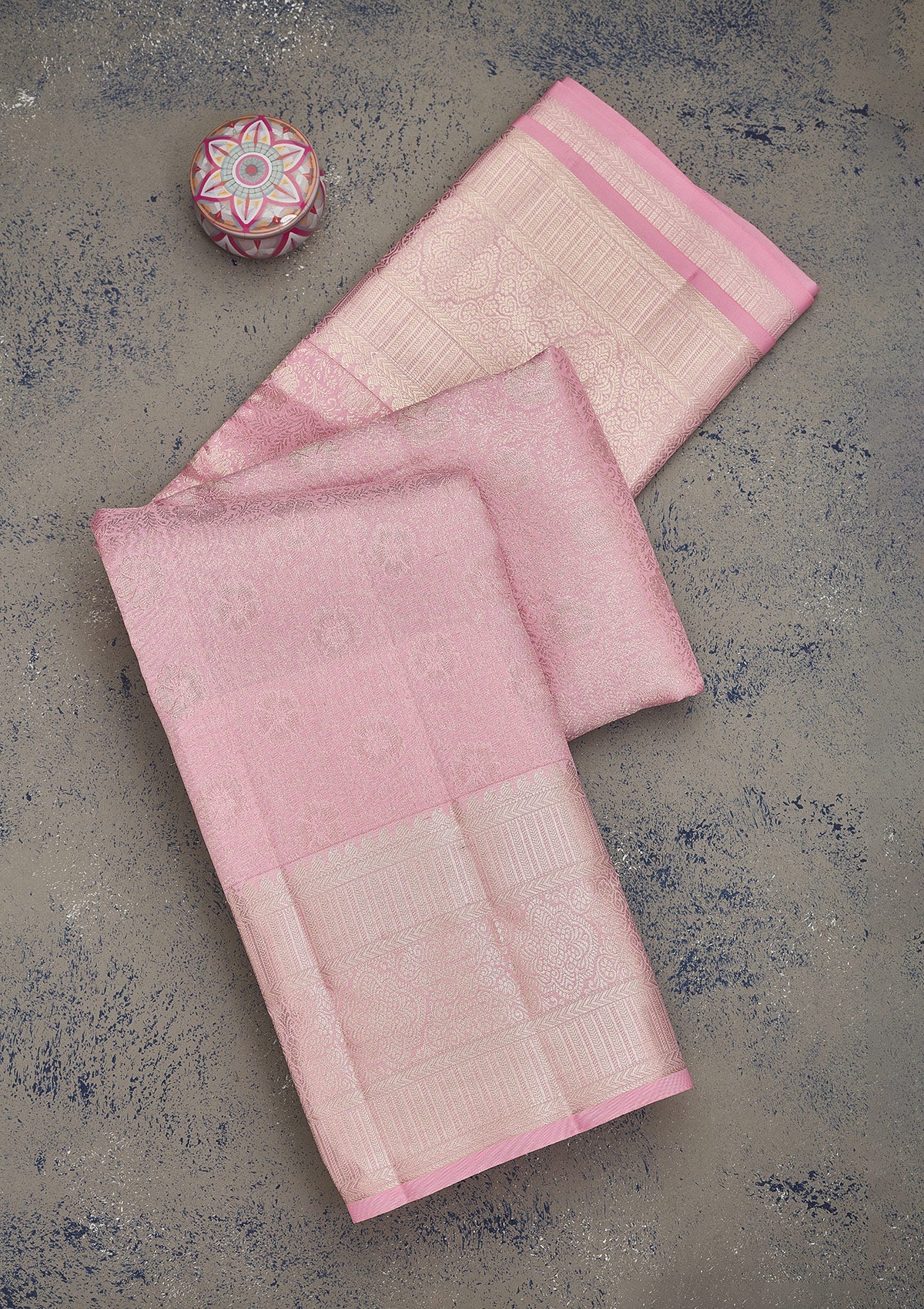 Koskii Baby Pink Zariwork Pure Silk Saree – Women's