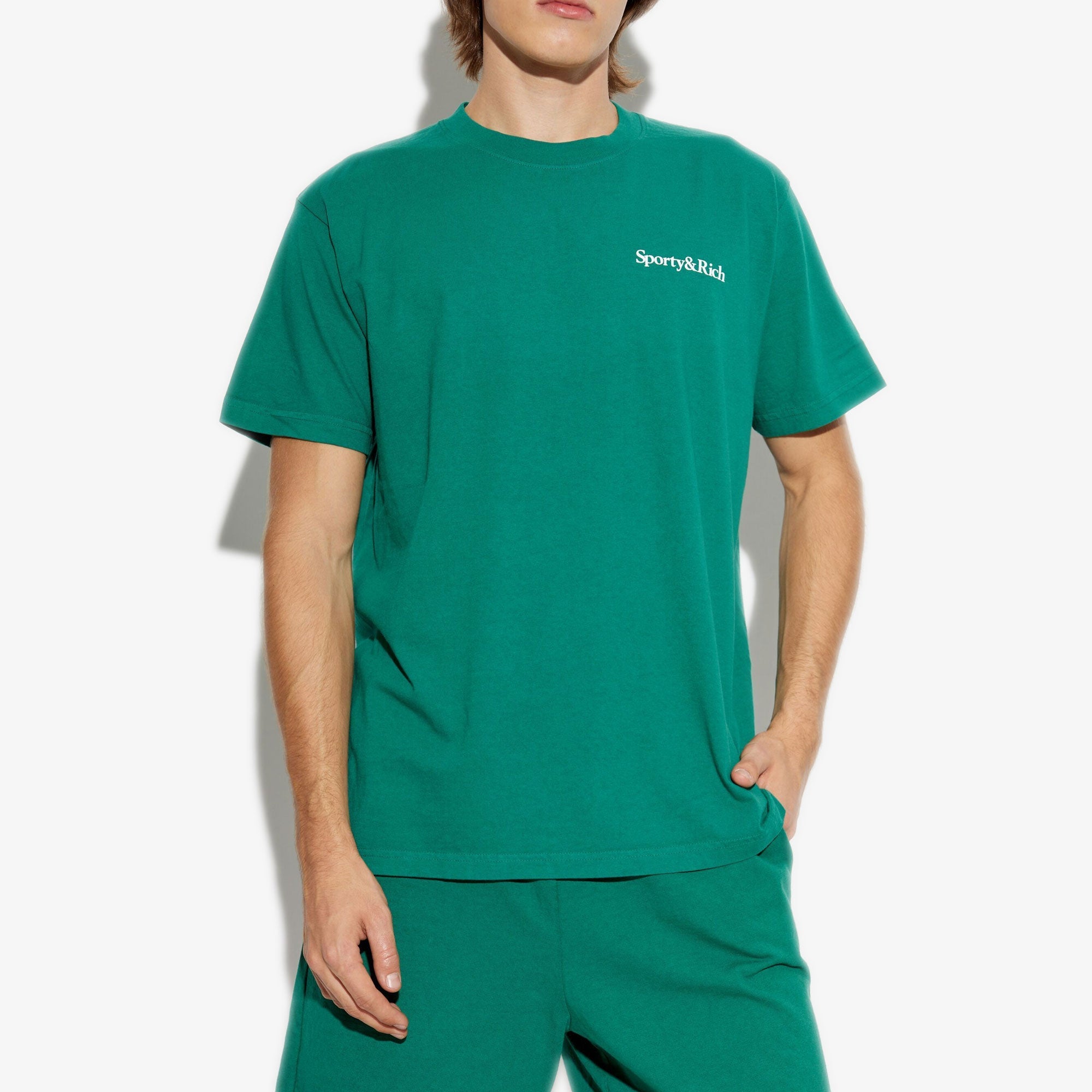 Sporty & Rich | Health Is Wealth T-shirt { Green - view 4