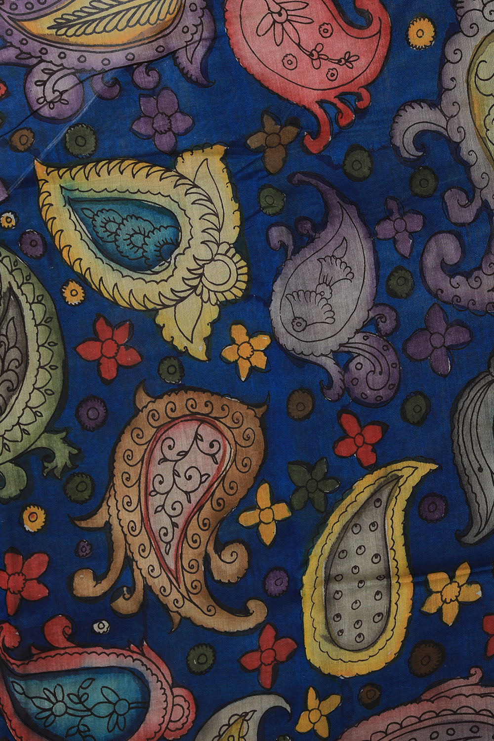 Kalanjali Kalamkari Hand-Painted Blue Saree – Women's - view 2