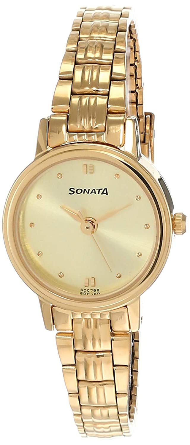 Sonata Champagne Dial Golden Metal Strap - view 4