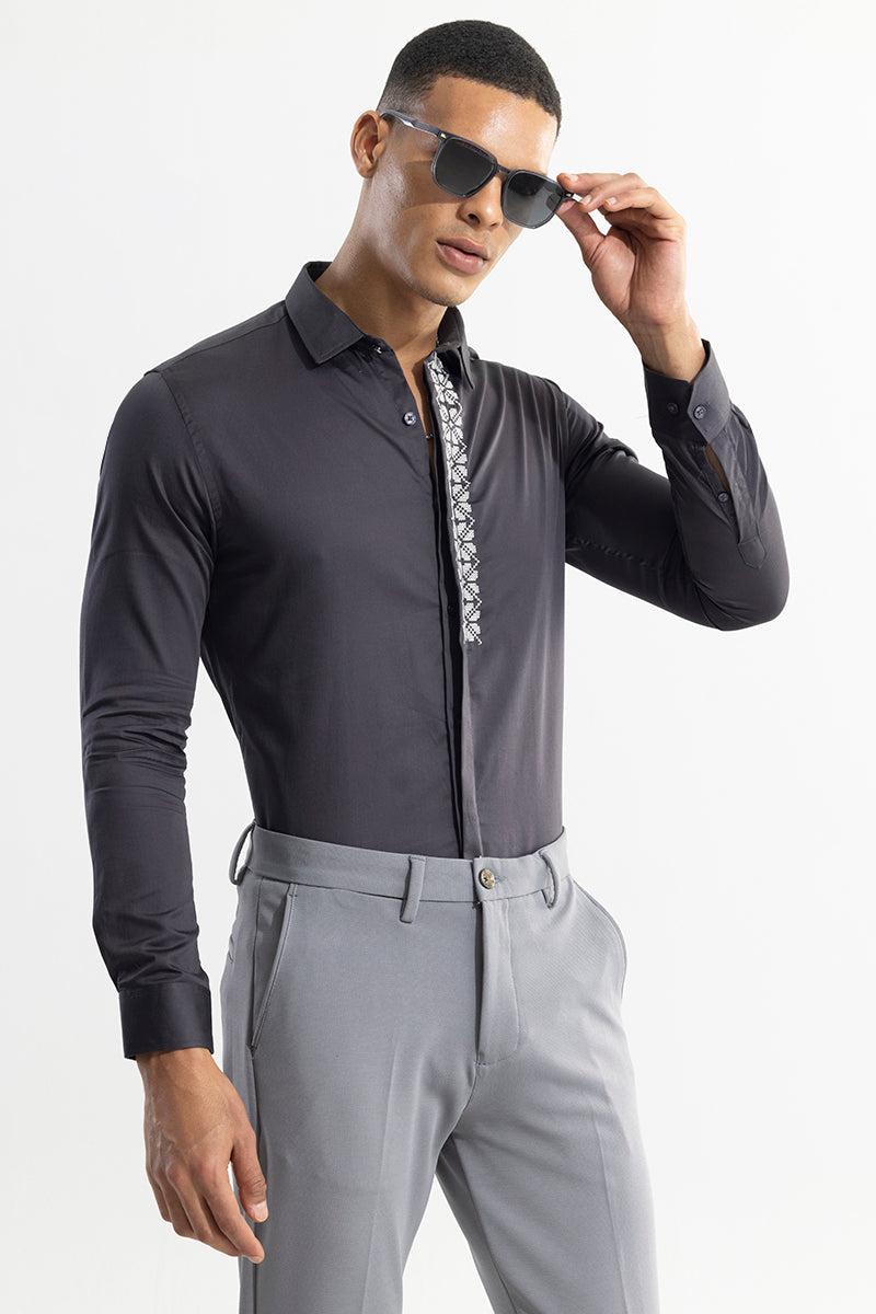 SNITCH Square Embrioded Black Shirt