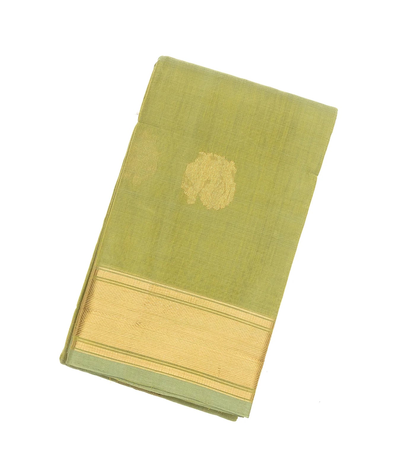 RmKV Cardamom Green Handloom Kanchi Cotton Saree With Annam Buttas