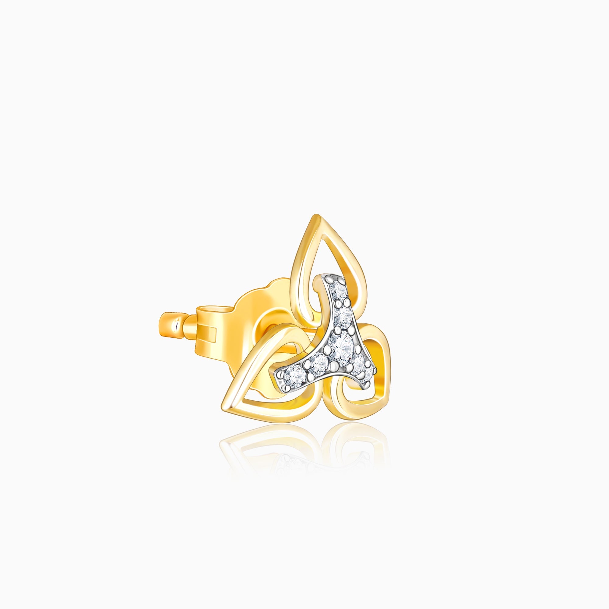 GIVA Jewellery Gold Floral Triad Diamond Earrings - view 4