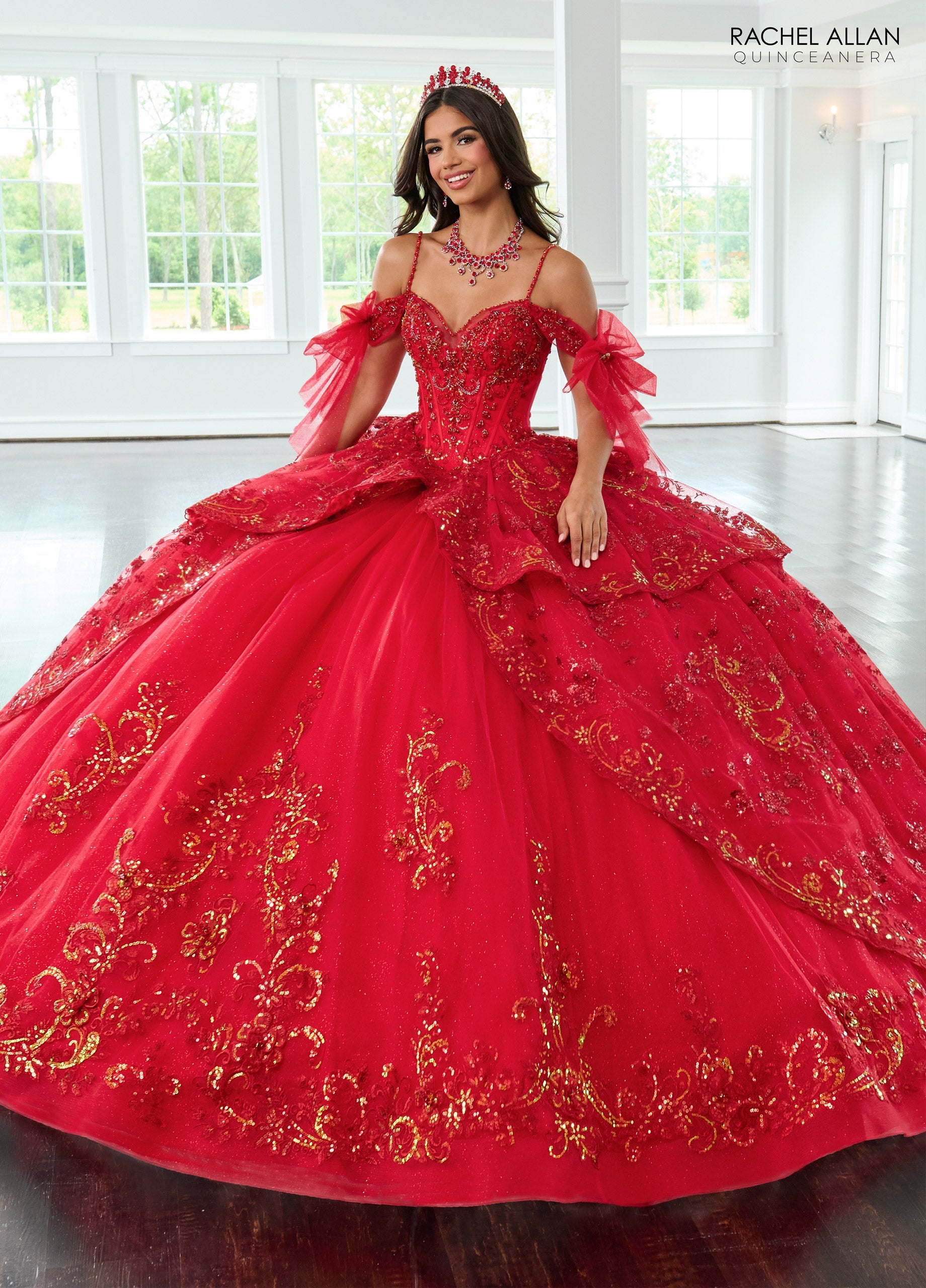 Mary's Bridal Off Shoulder Bow Quinceanera Dress by Rachel Allan RQ3147